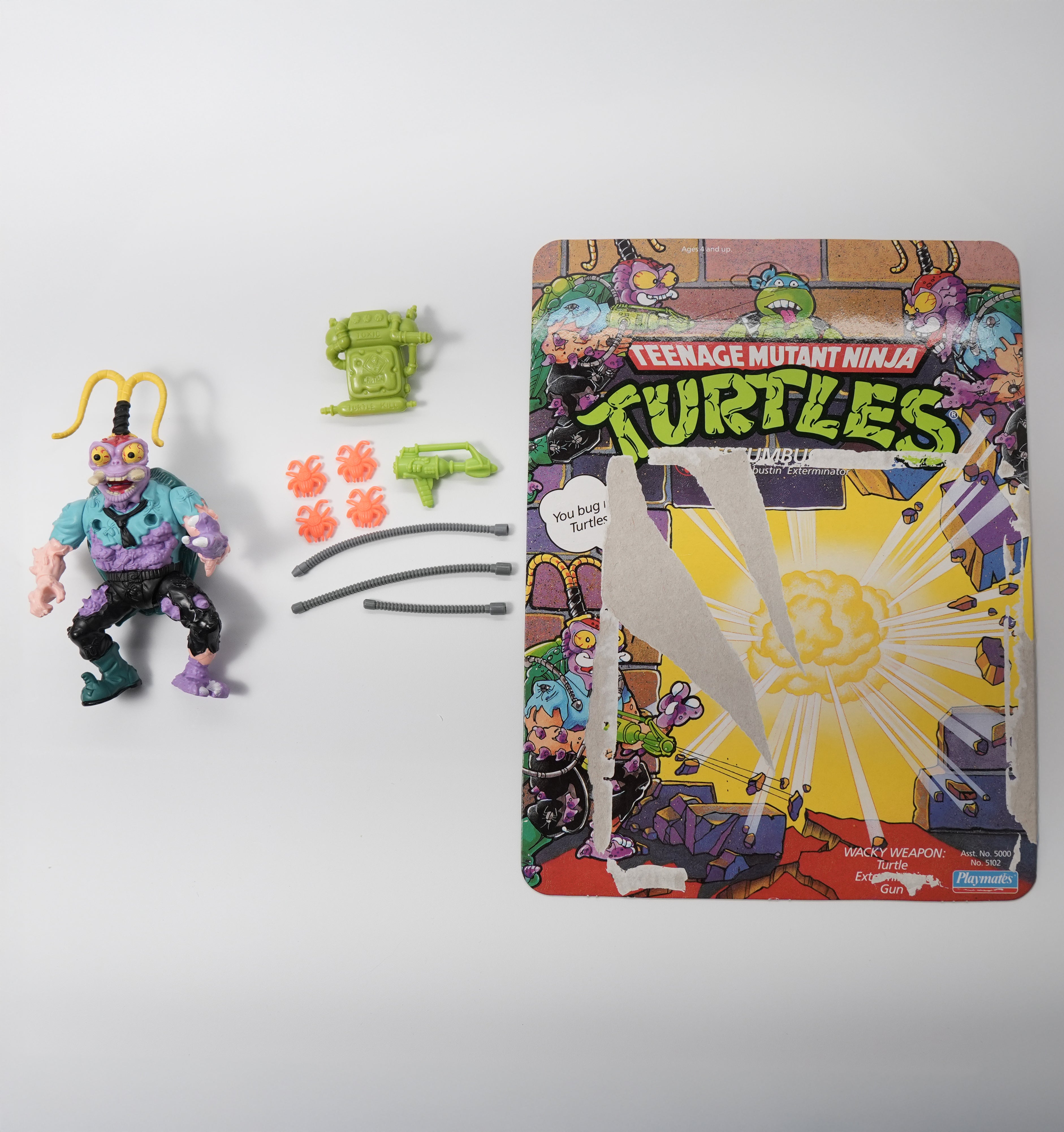 1990 Scumbug TMNT Complete with Figure, Accessories, and Unpunched Cardback