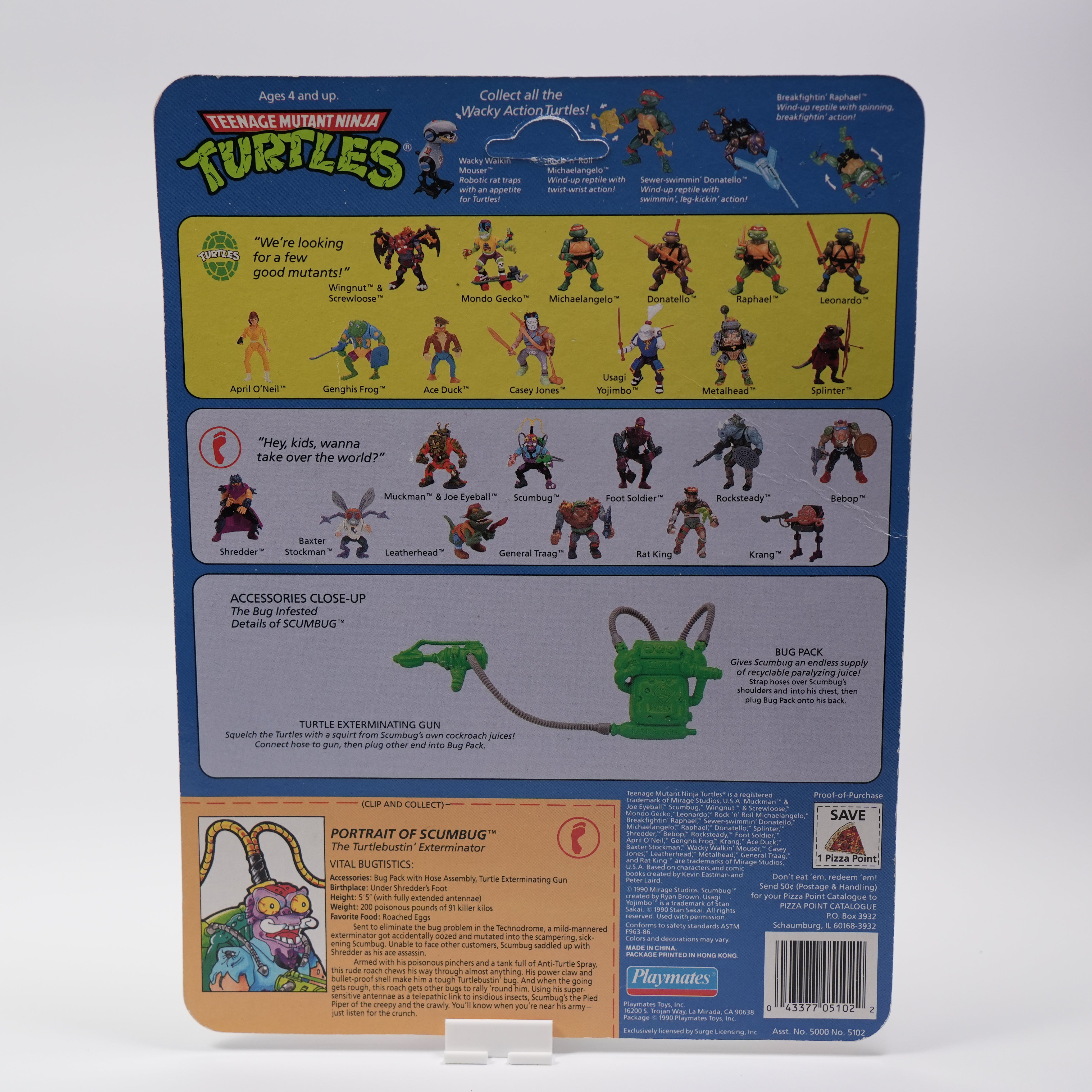 1990 Scumbug TMNT Complete with Figure, Accessories, and Unpunched Cardback