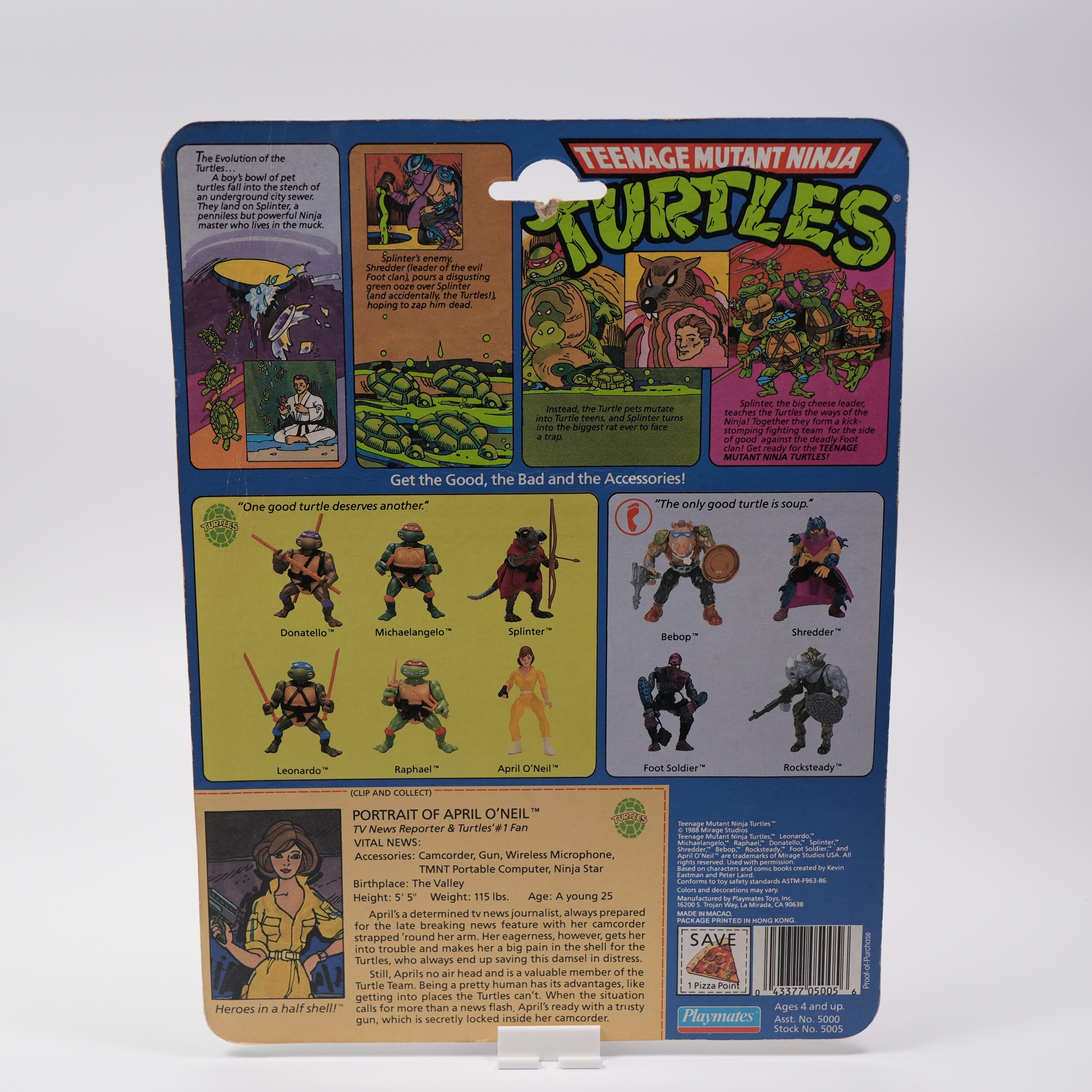 1998 April O'Neil TMNT Complete with Figure, Accessories on Rack, and Full Cardback