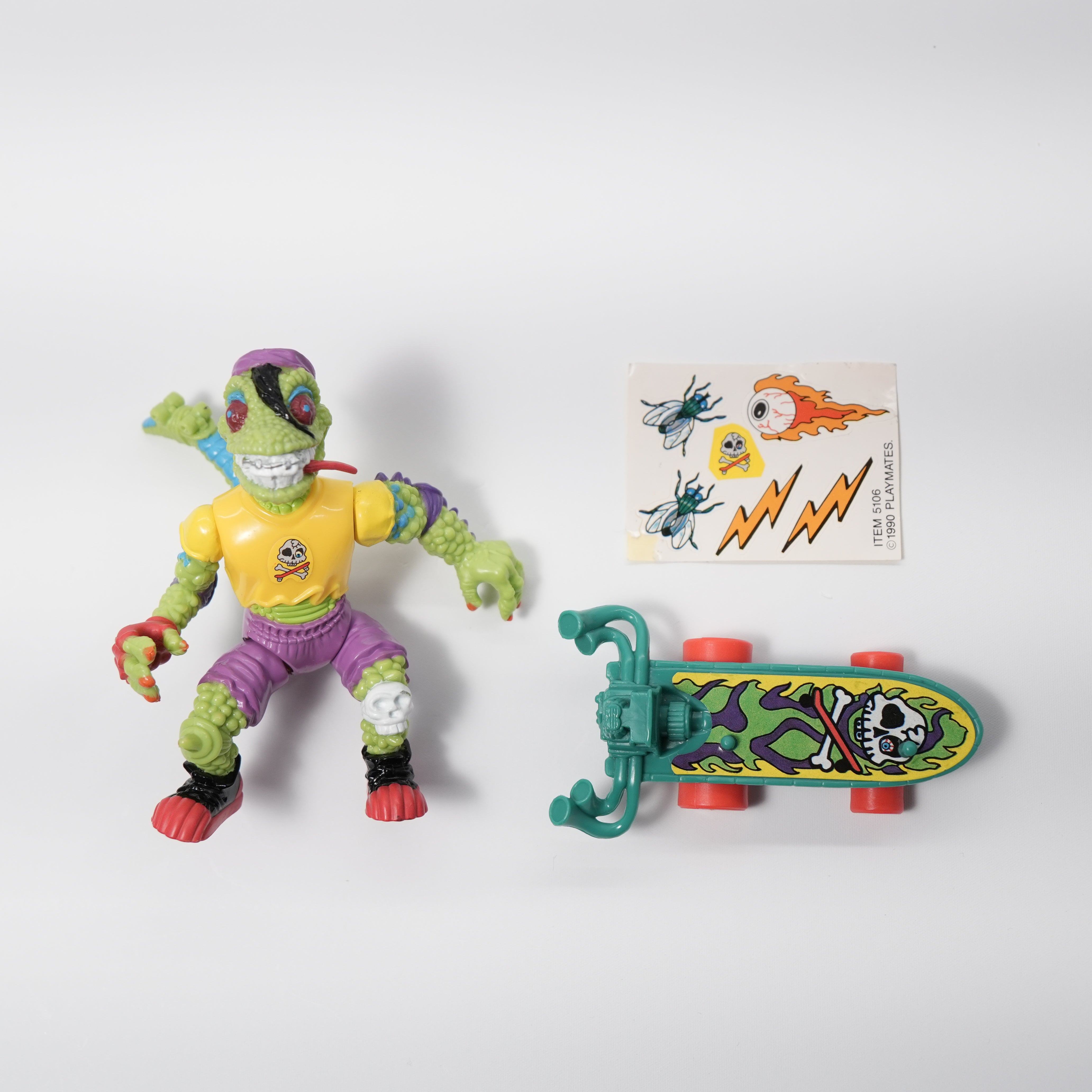 1990 Mondo Gecko TMNT Complete with Figure, Accessory, Stickers, and Full Cardback