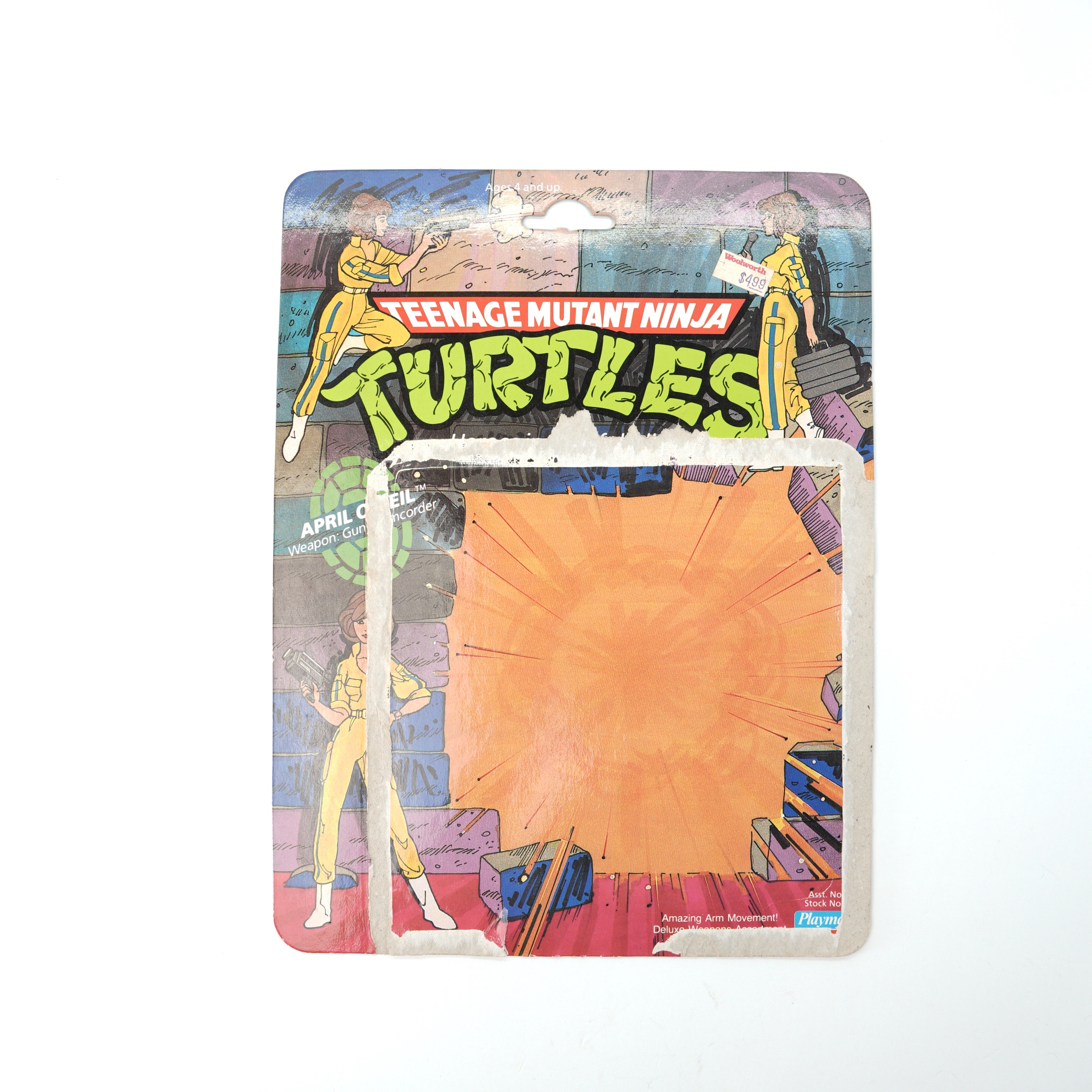 1988 April O'Neil Blue Stripe TMNT Complete with Figure, Accessories, and Full Cardback