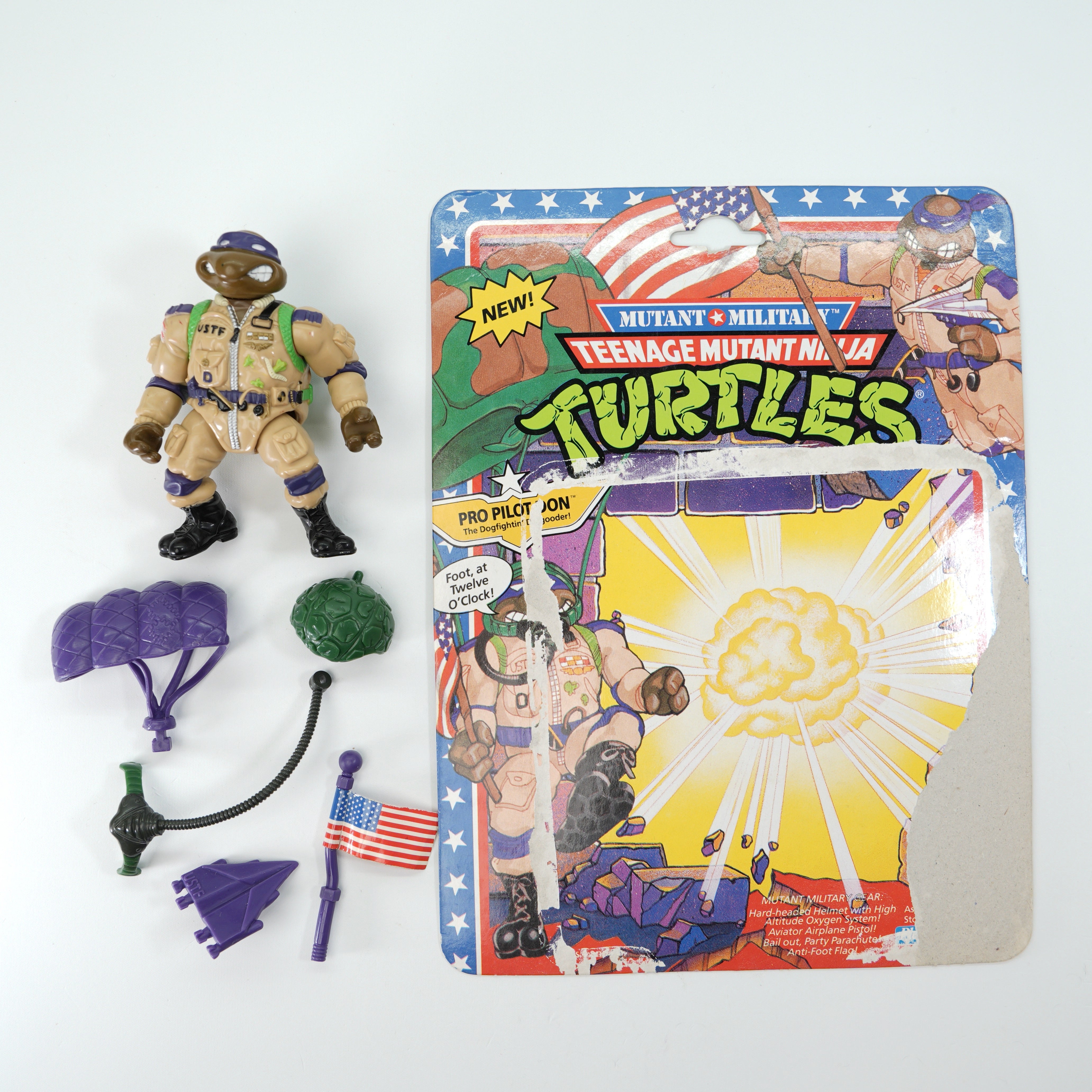 1991 Pro Pilot Don TMNT Complete with Figure, Accessories, and Full Cardback