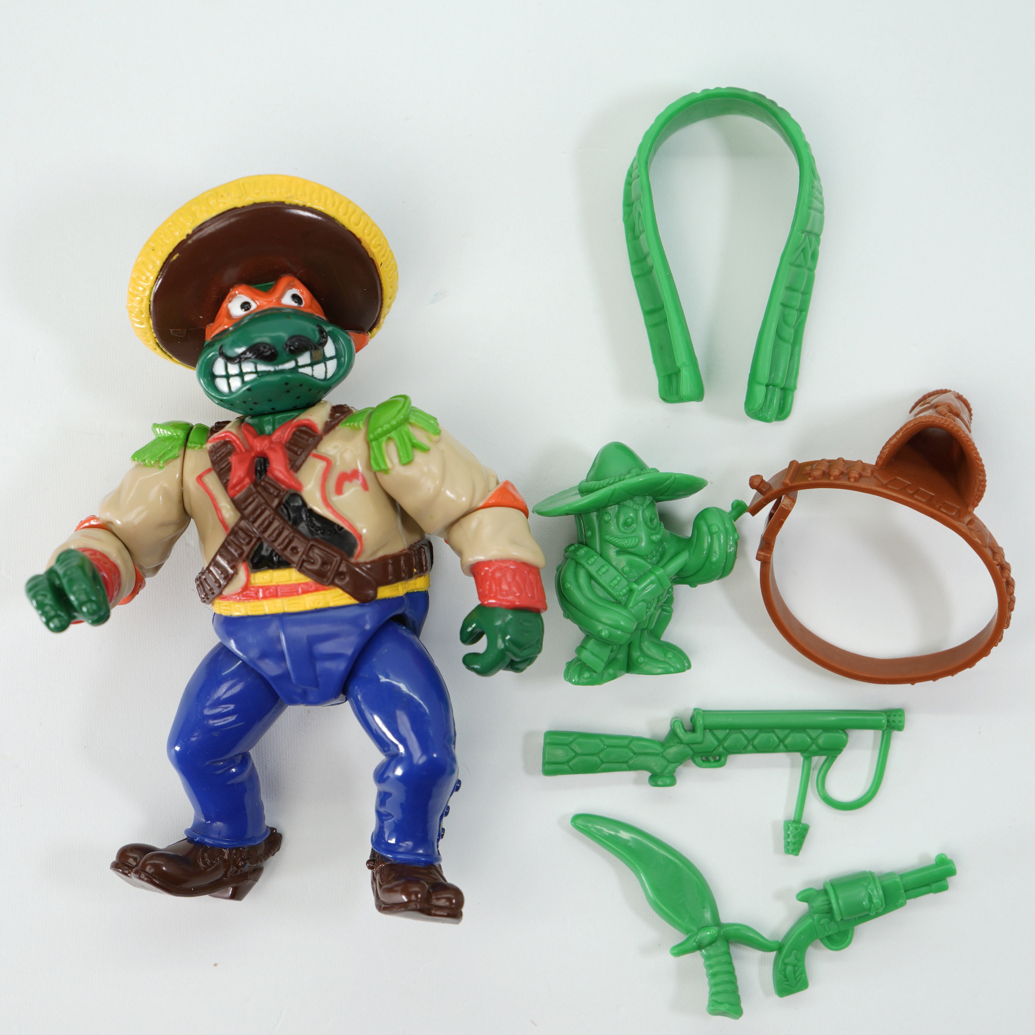 1992 Bandito Bashin' Mike TMNT Complete with Figure, Accessories, and Unpunched Cardback