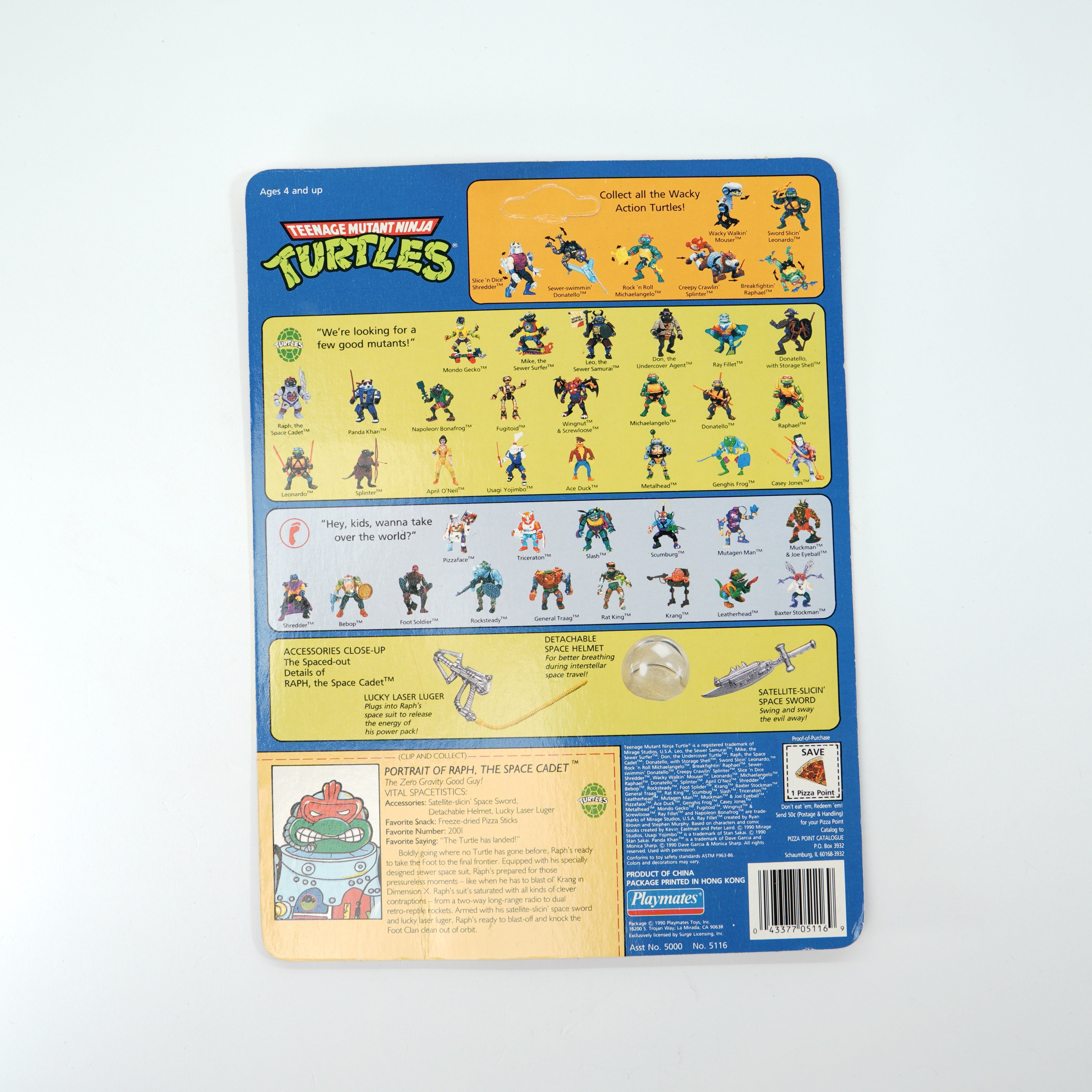 1990 Raph, The Space Cadet TMNT Complete with Figure, Accessories, and Unpunched Cardback