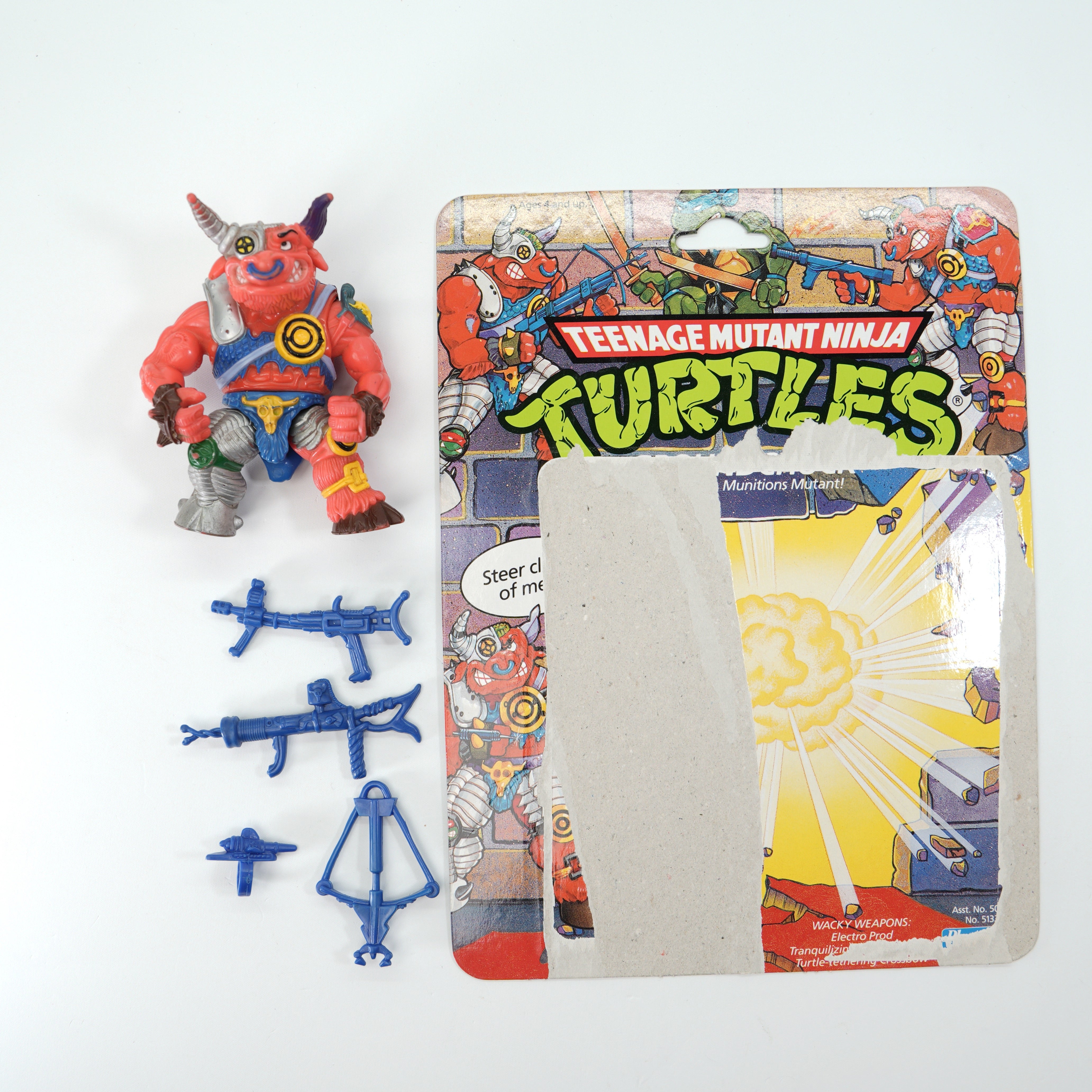 1991 Groundchuck TMNT Complete with Figure, Accessories, and Full Cardback
