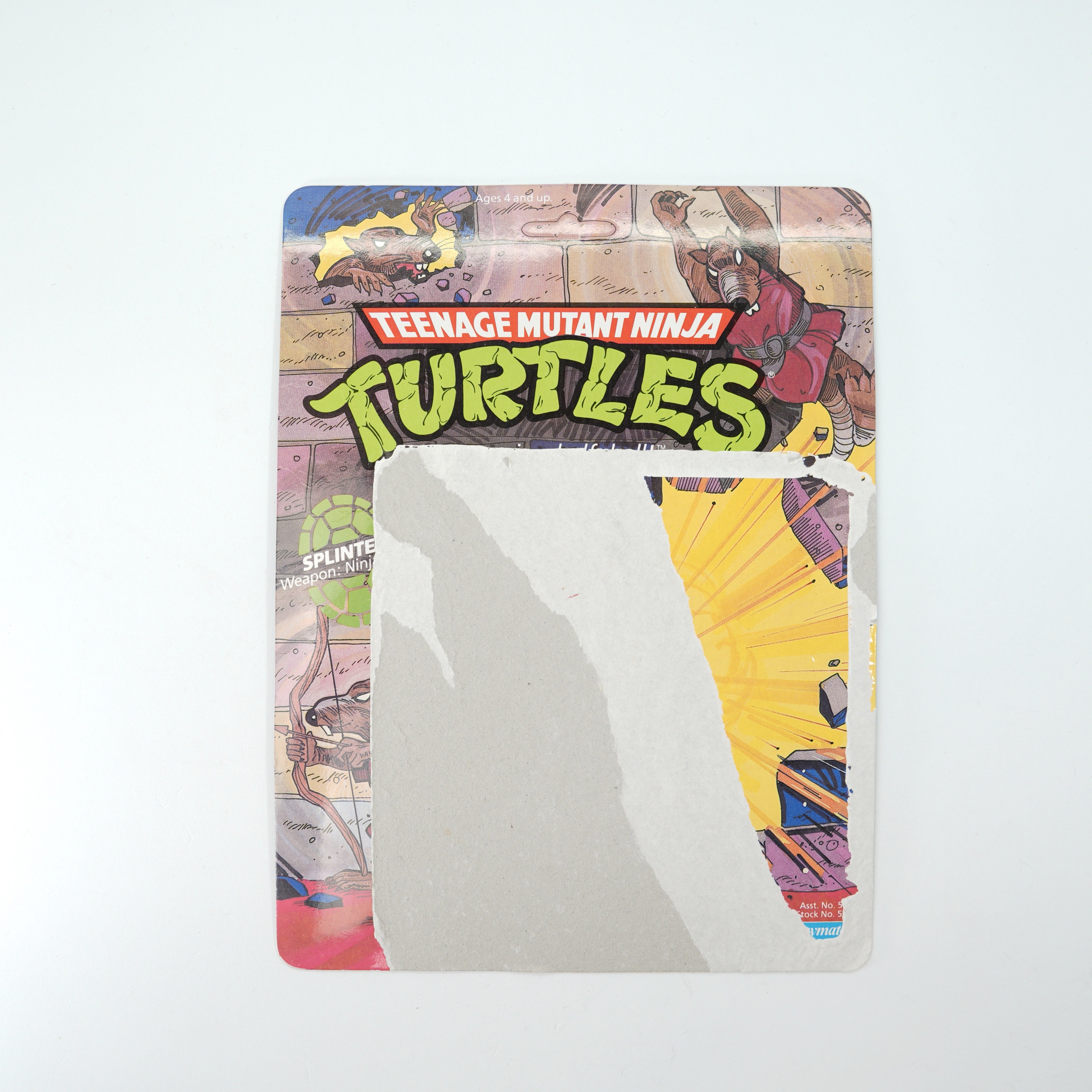 1988 Hard Head Splinter TMNT Complete with Figure, Accessories, and Unpunched 10 Back Cardback
