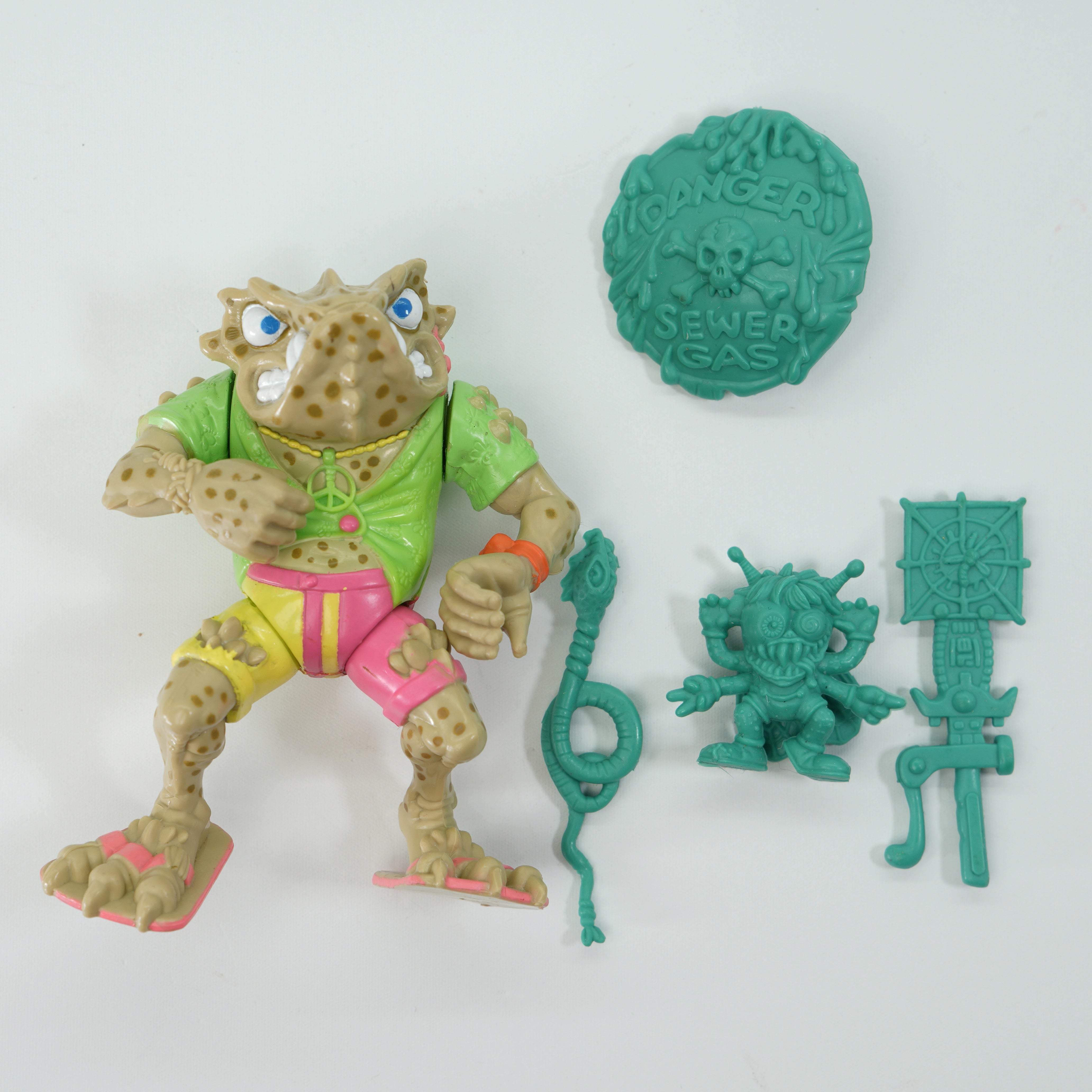 1990 Napoleon Bonafrog (Light Variant) TMNT Complete with Figure, Accessories, and Unpunched Cardback