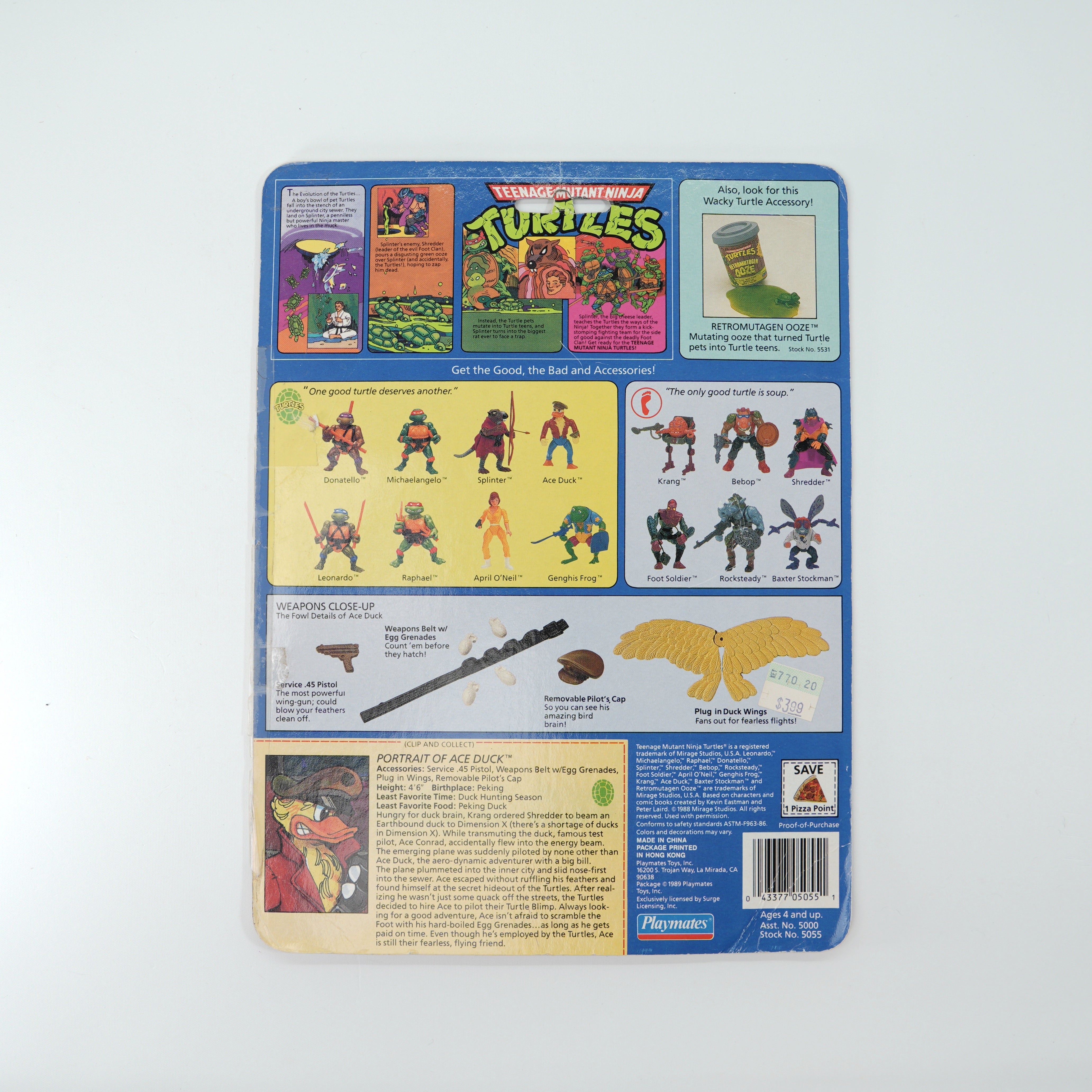 1989 Ace Duck TMNT Complete with Figure, Accessories, and Full Cardback