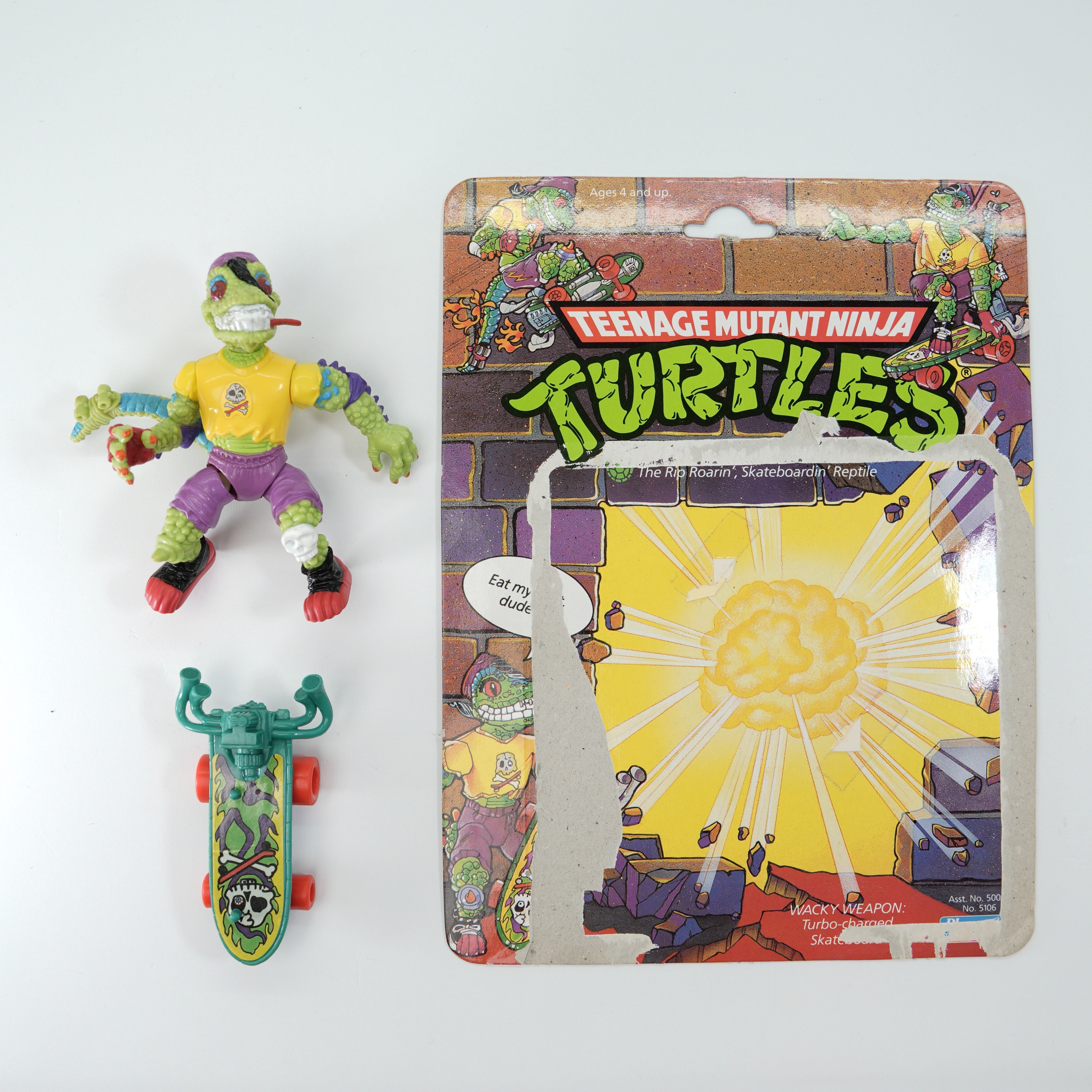 1990 Mondo Gecko TMNT Complete with Figure, Accessory, and Full Cardback
