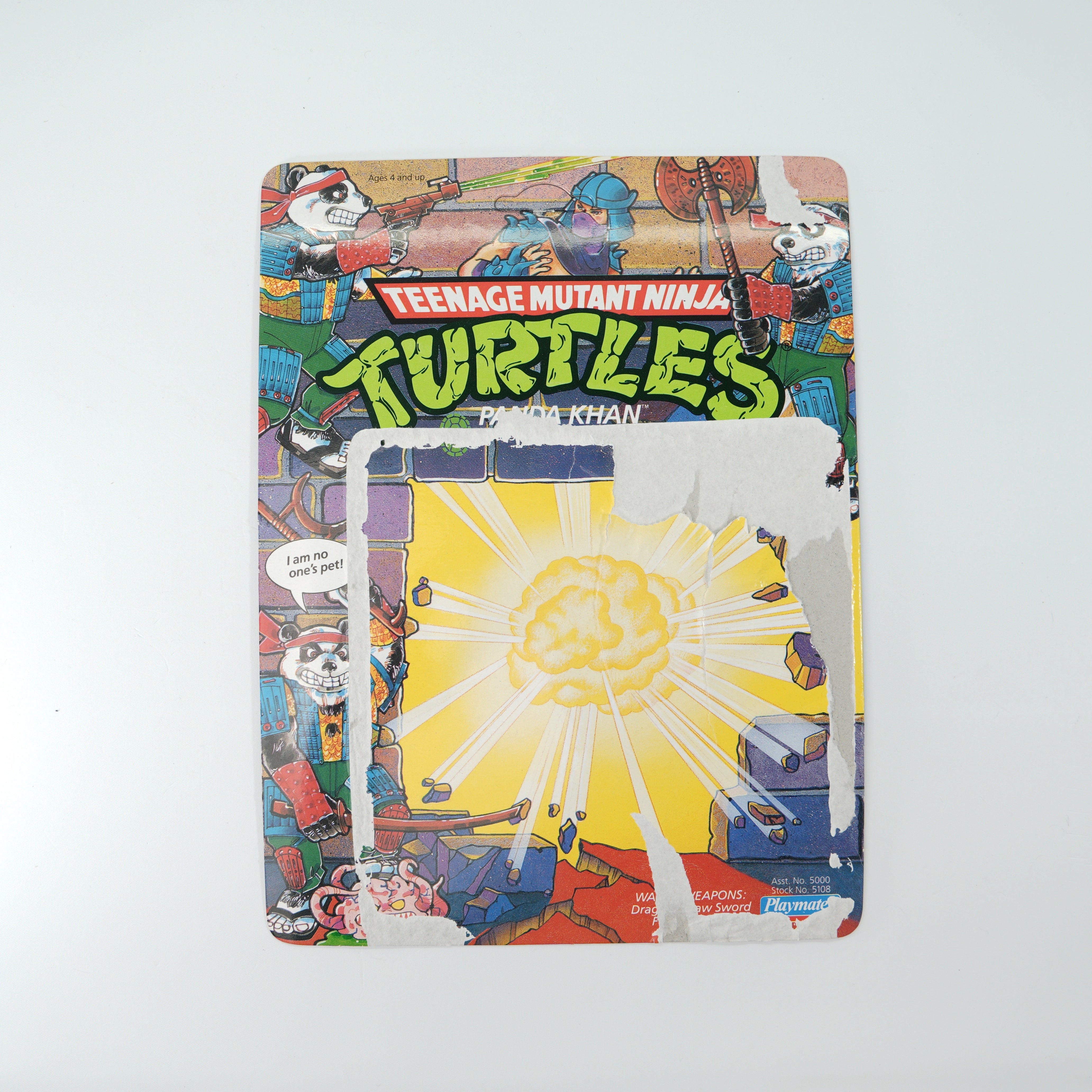 1990 Panda Kahn TMNT Complete with Figure, Accessories, and Unpunched Cardback