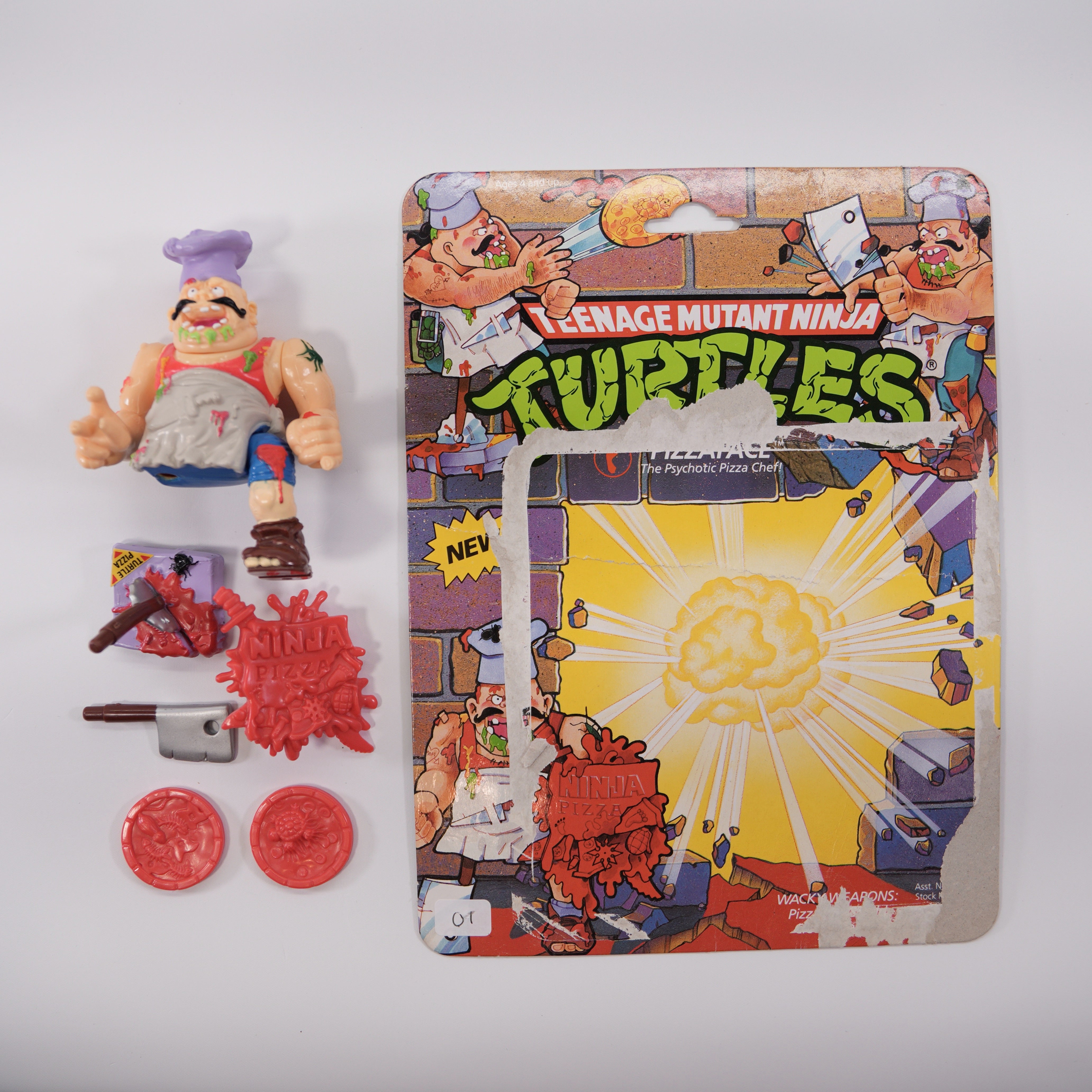 1990 Pizzaface TMNT Complete with Figure, Accessories, and Full Cardback