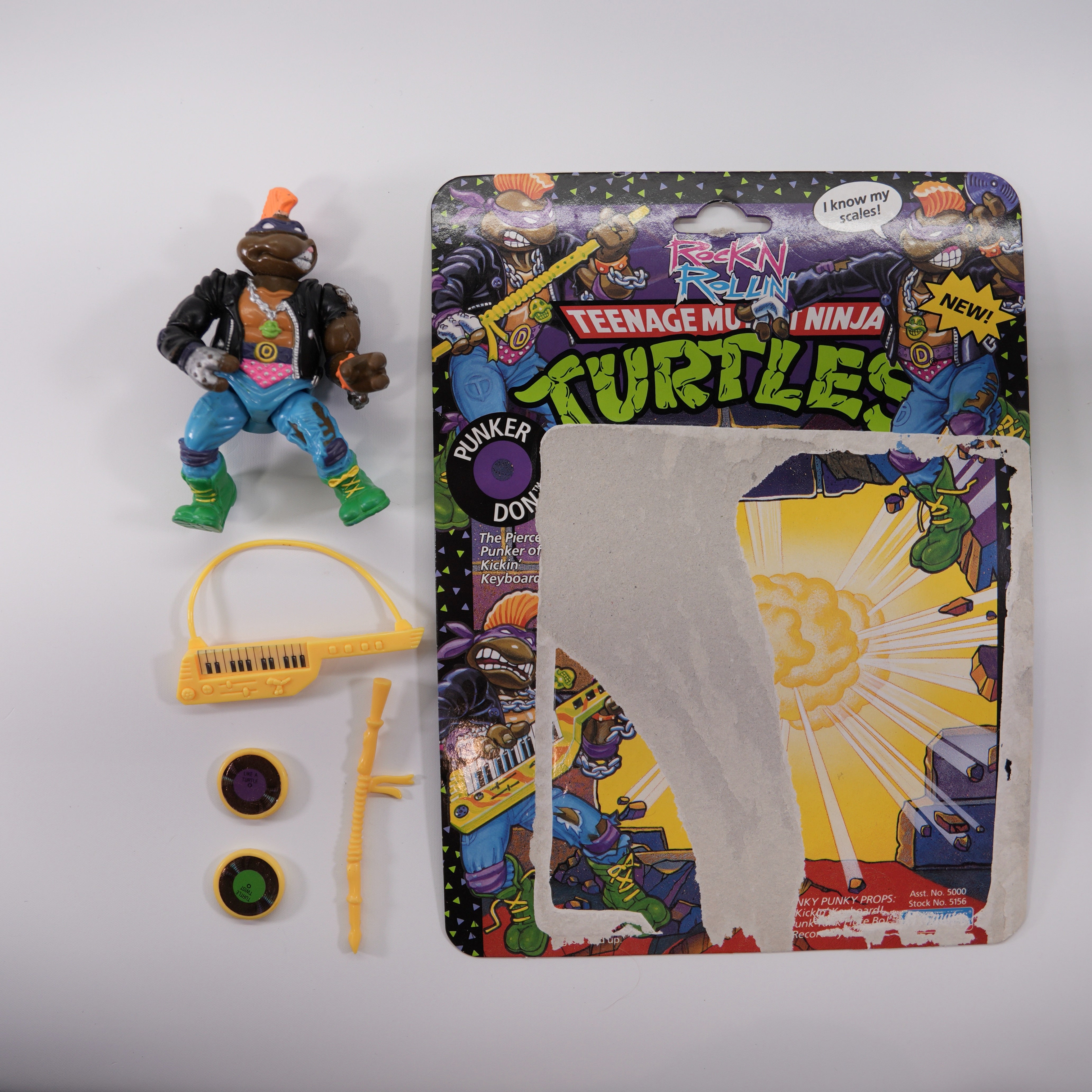 1990 Punker Don TMNT Complete with Figure, Accessories, and Full Cardback