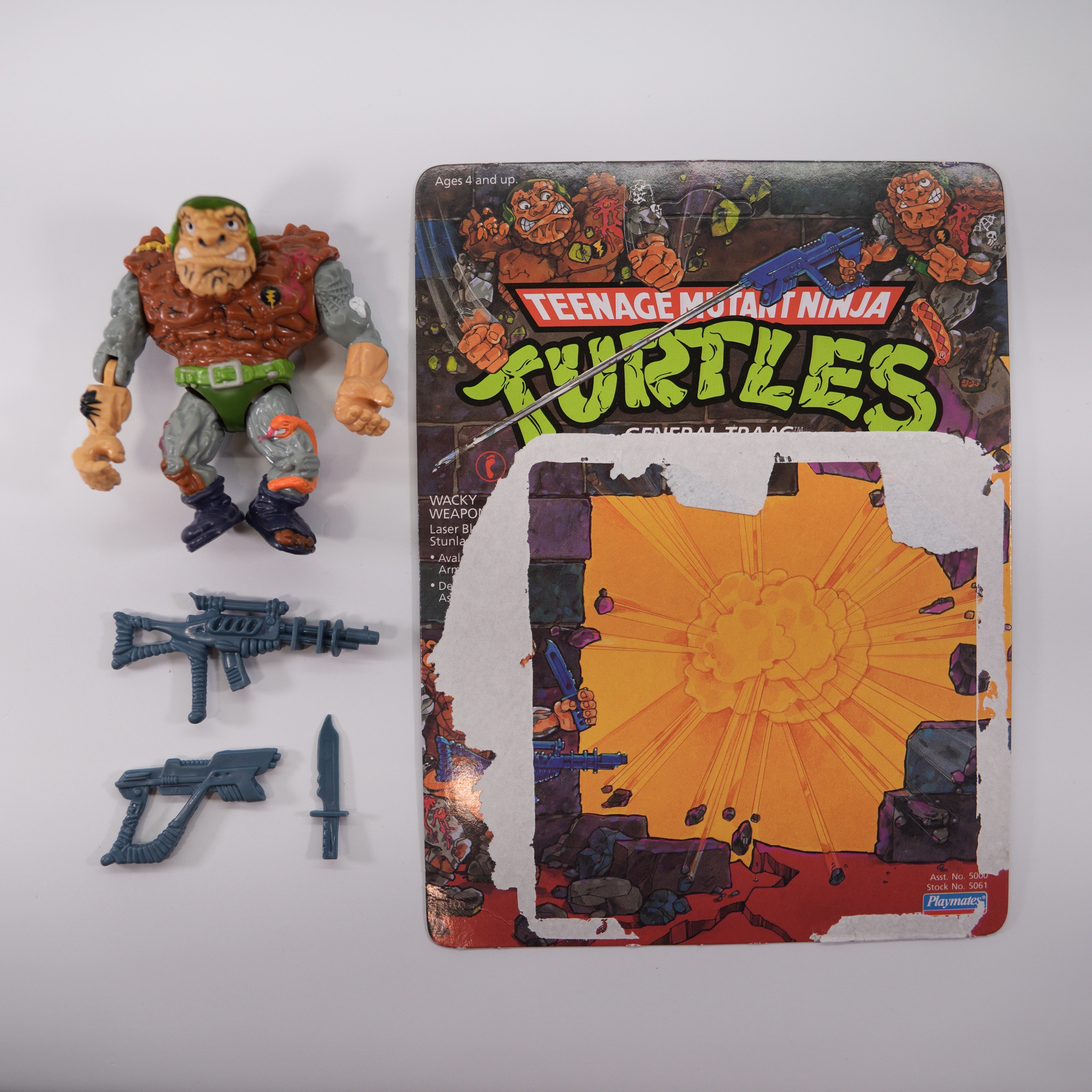 1989 Traag TMNT Complete with Figure, Accessories, and Unpunched Cardback