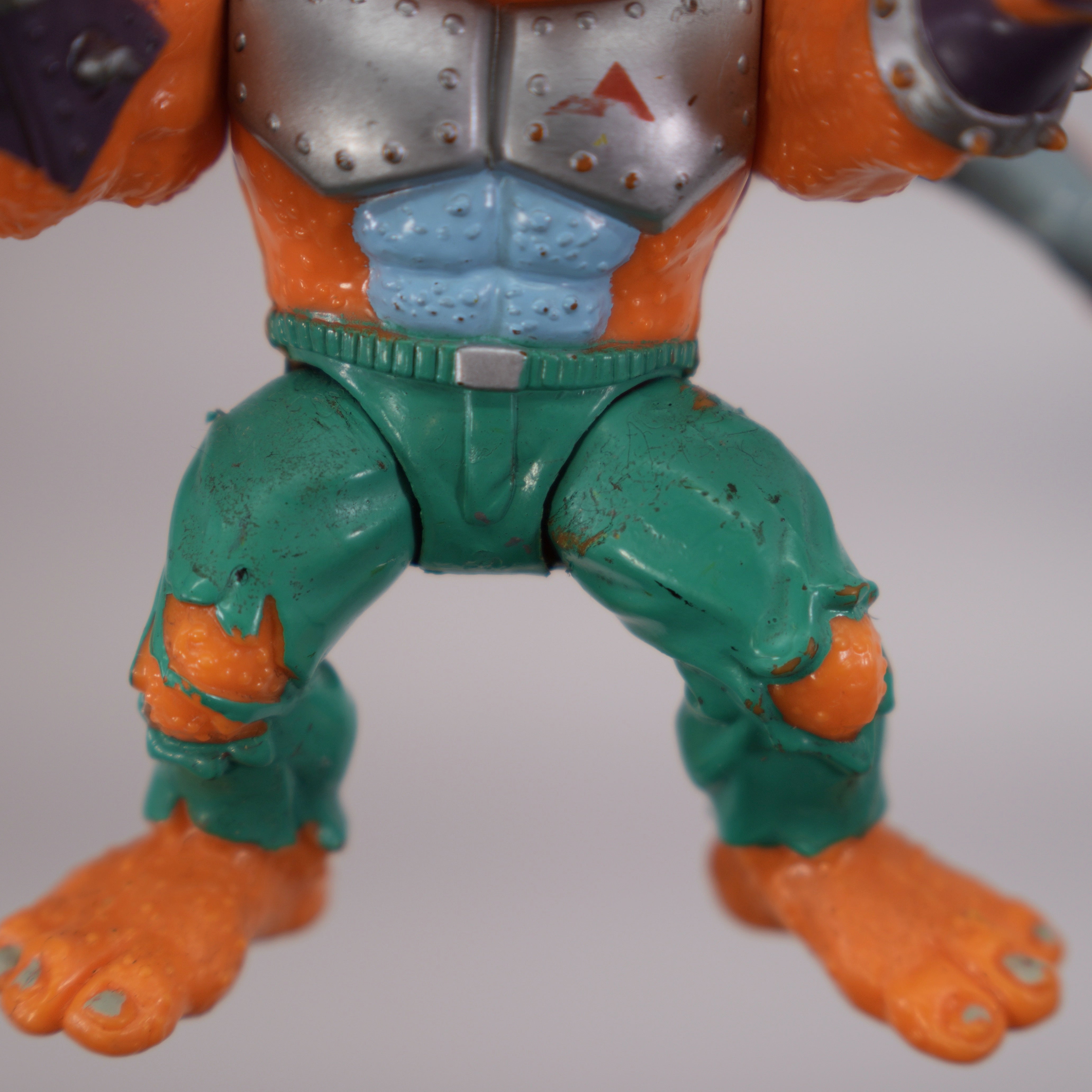 1990 Triceratron TMNT Complete with Figure, Accessories, and Unpunched Cardback (Repaired)