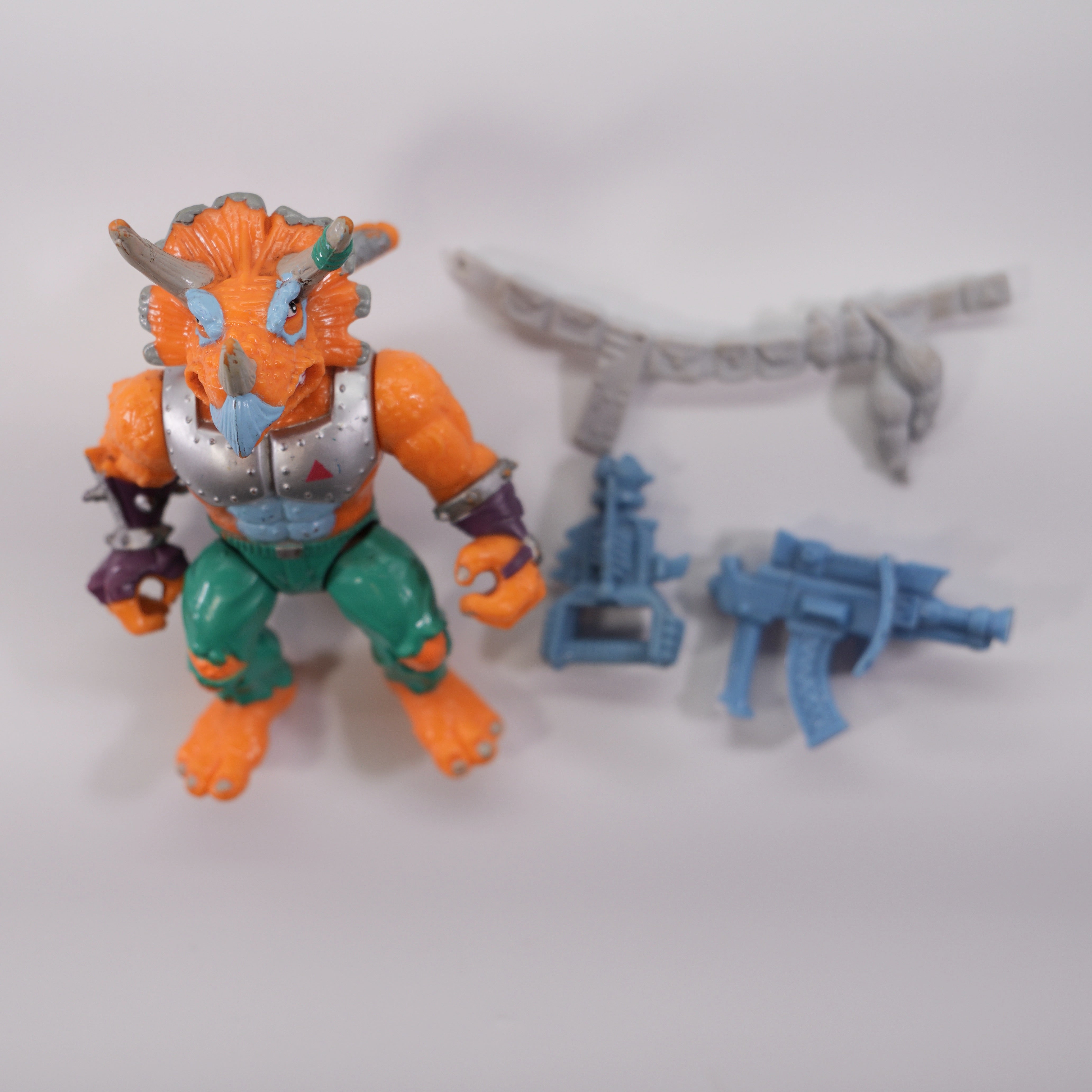 1990 Triceratron TMNT Complete with Figure, Accessories, and Unpunched Cardback