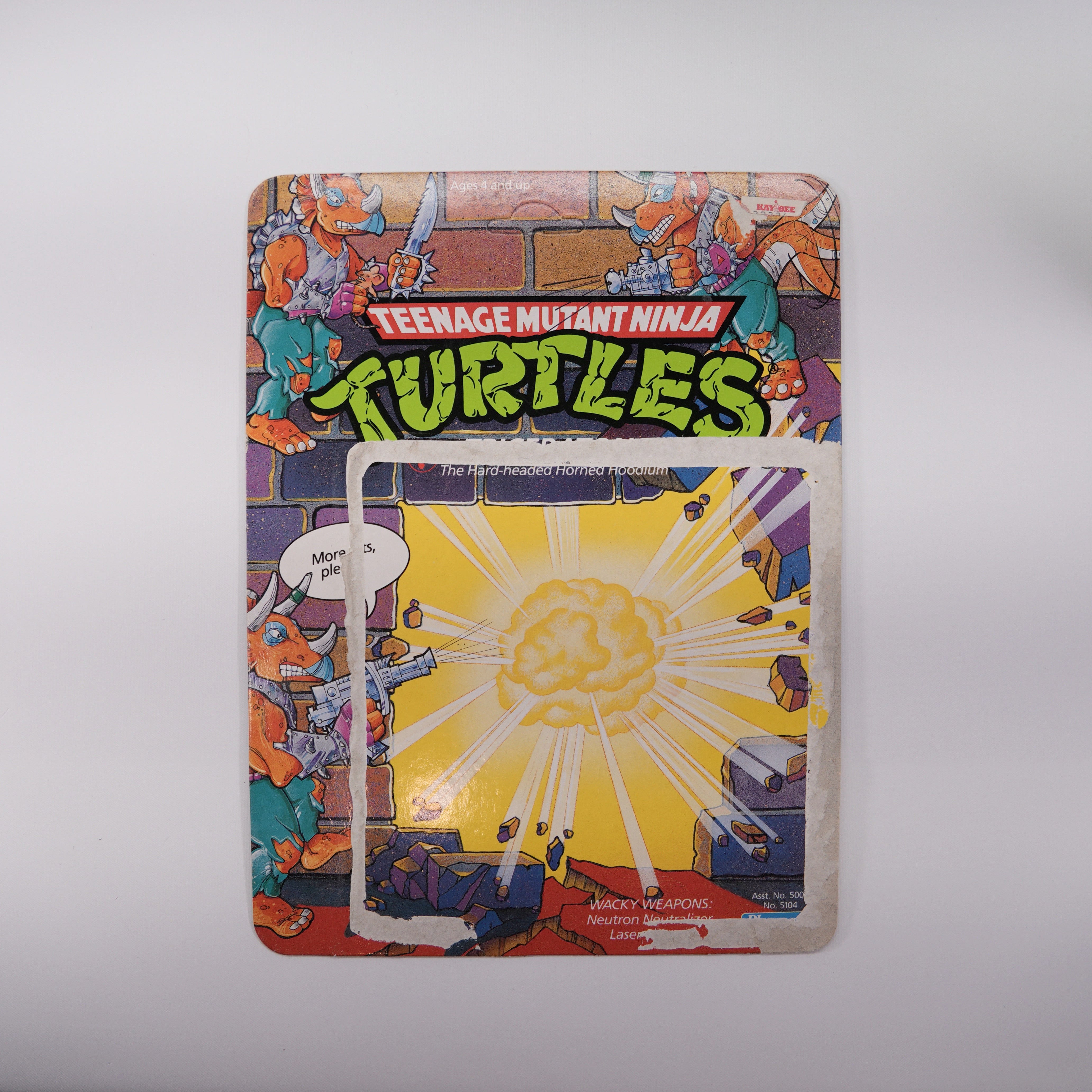 1990 Triceratron TMNT Complete with Figure, Accessories, and Unpunched Cardback