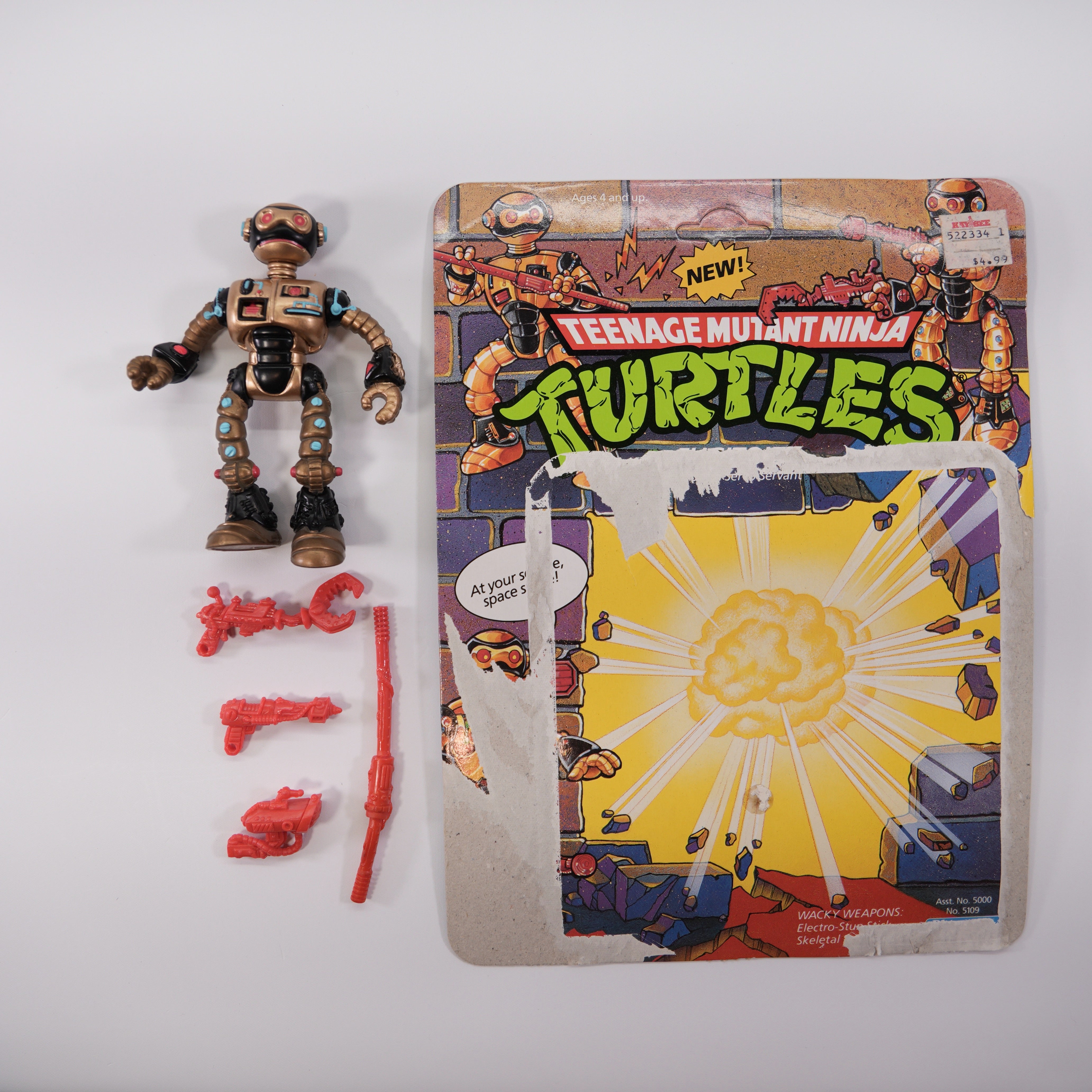 1990 Fugitoid TMNT Complete with Figure, Accessories, and Unpunched Cardback