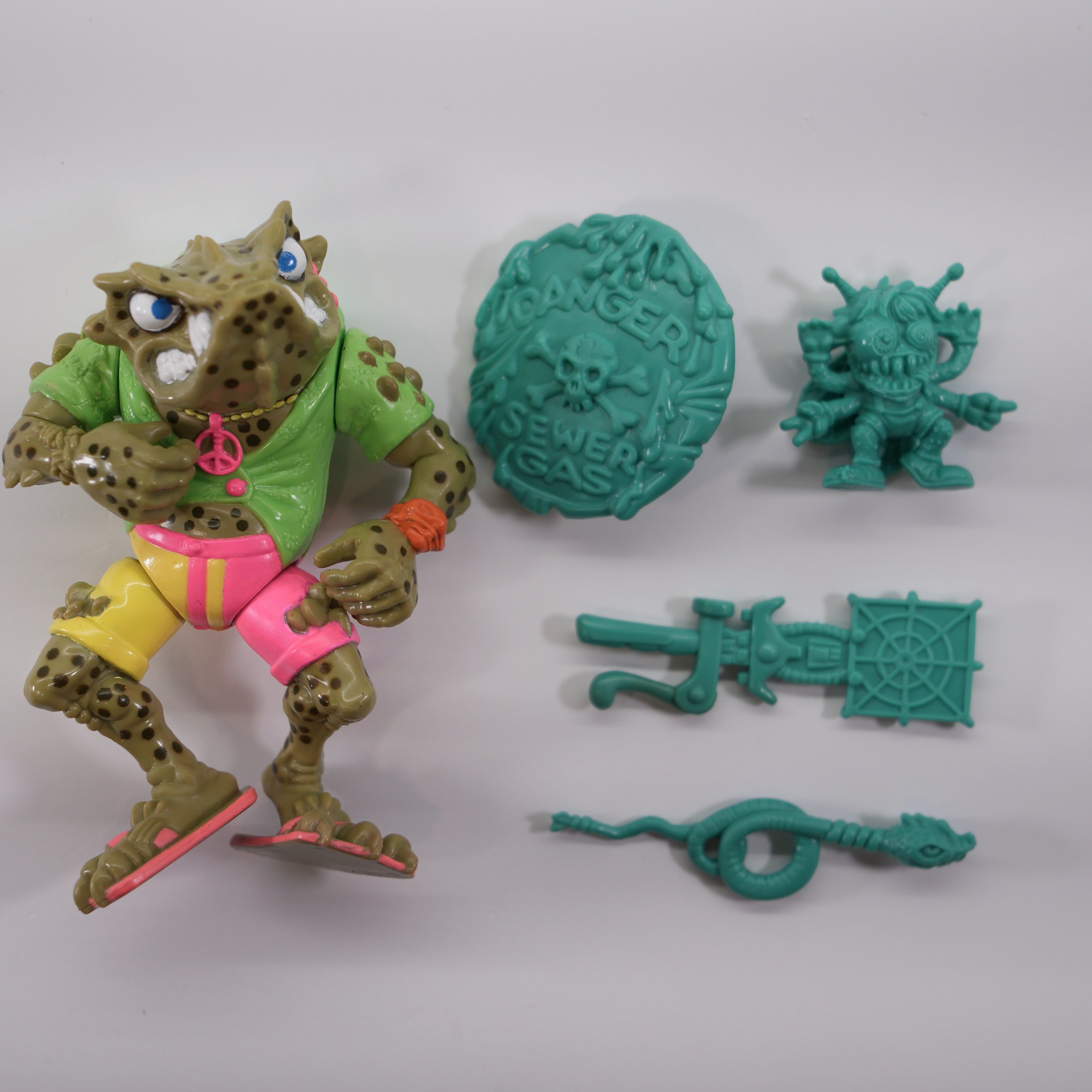 1990 Napoleon Bonafrog (Dark Variant) TMNT Complete with Figure, Accessories, and Full Cardback