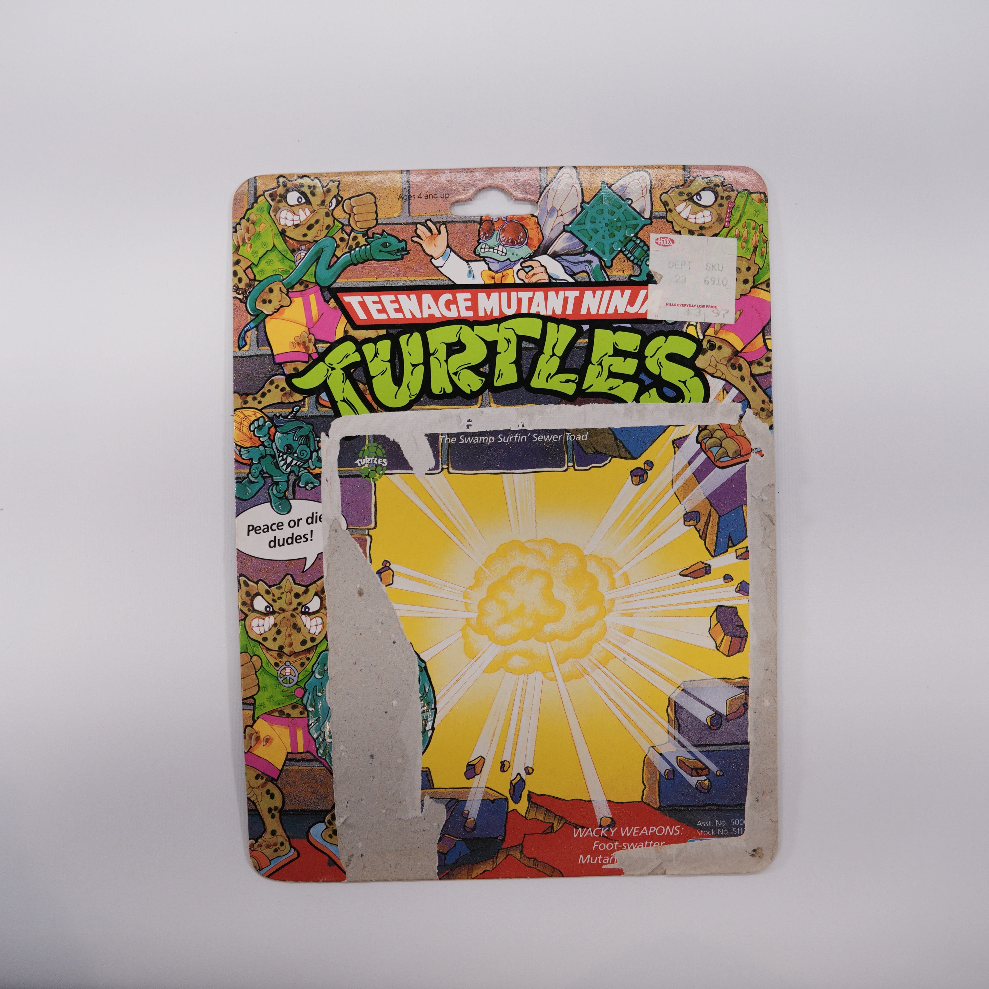 1990 Napoleon Bonafrog (Dark Variant) TMNT Complete with Figure, Accessories, and Full Cardback