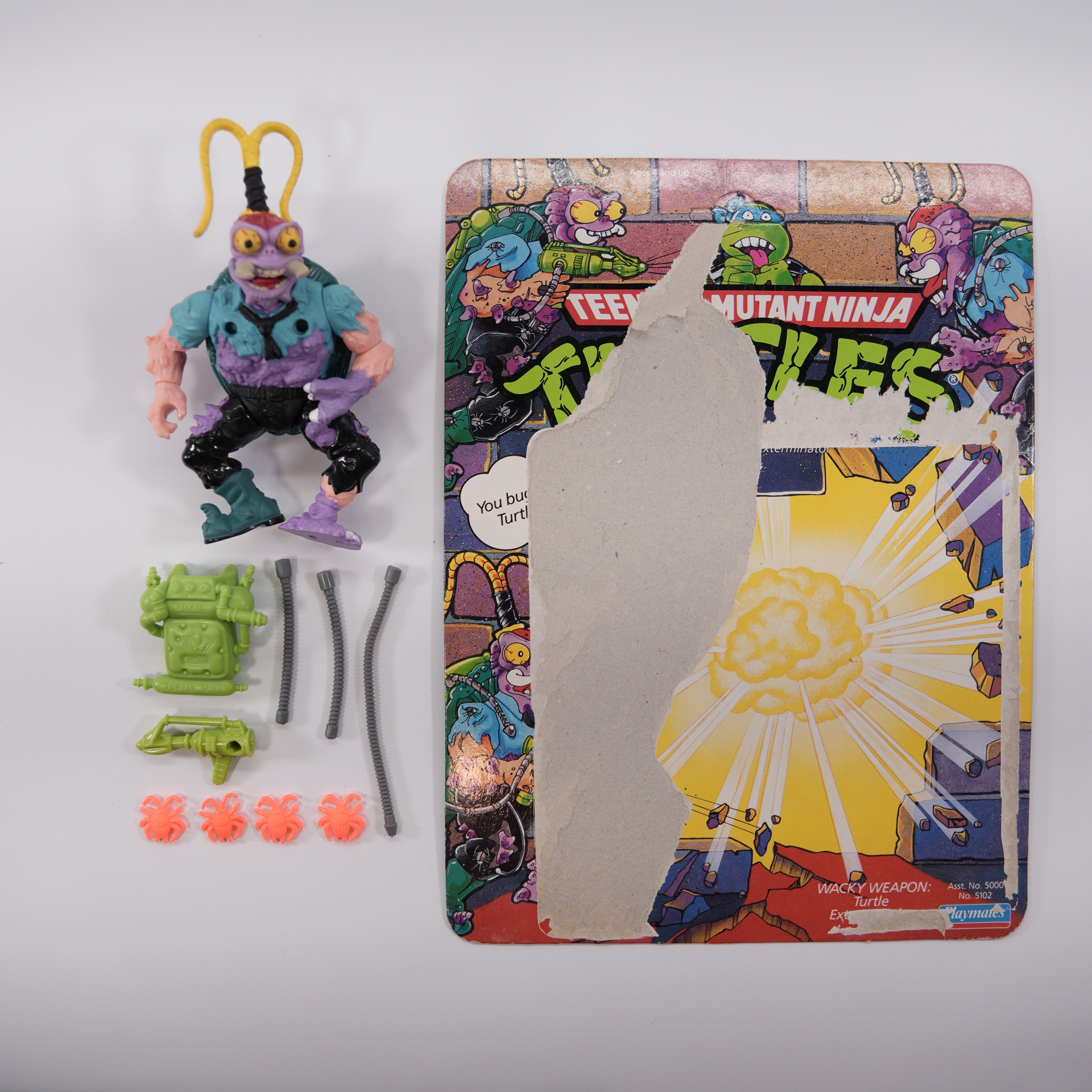 1990 Scumbug TMNT Complete with Figure, Accessories, and Unpunched Cardback