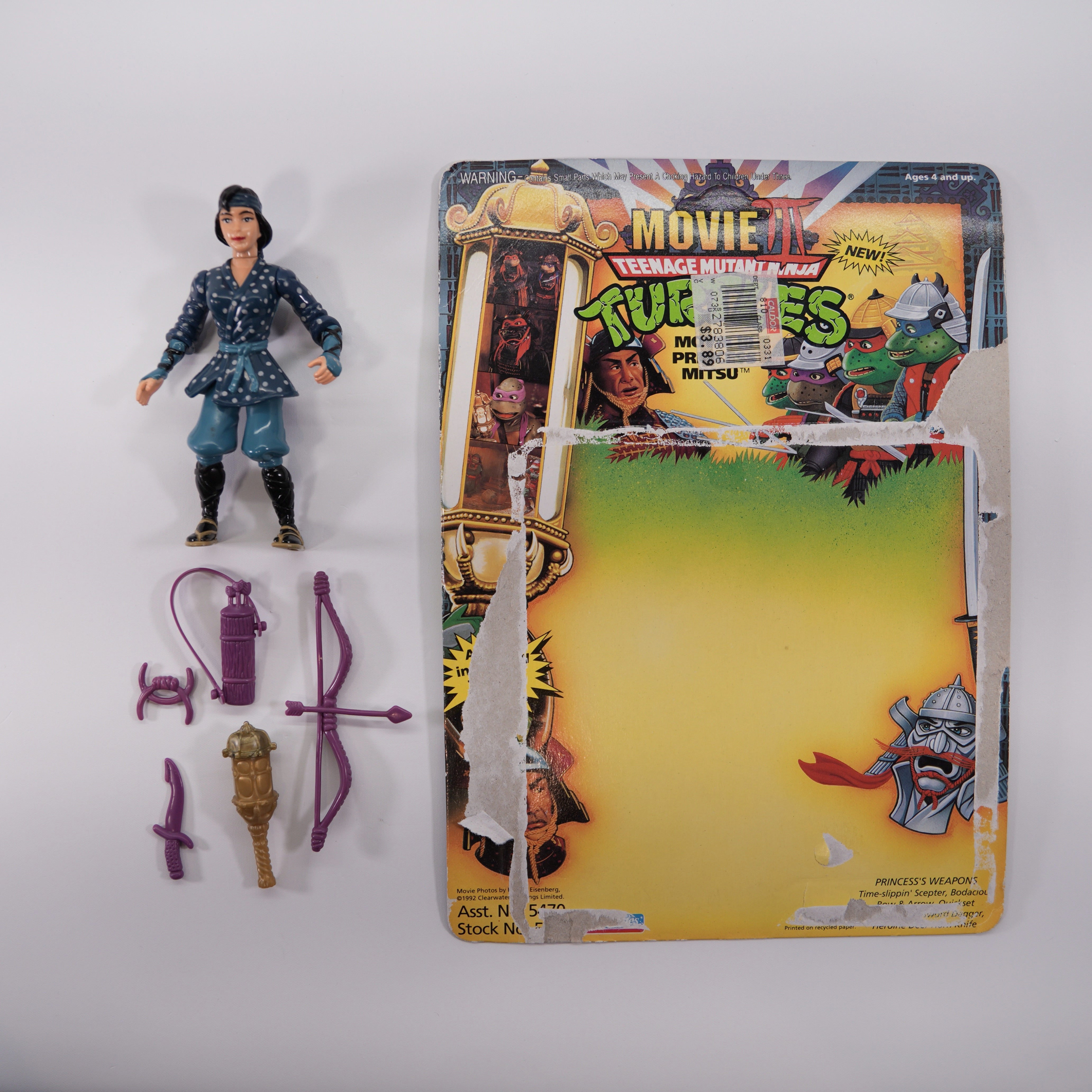 1992 Princess Mitsu TMNT Complete with Figure, Accessories, and Unpunched Cardback