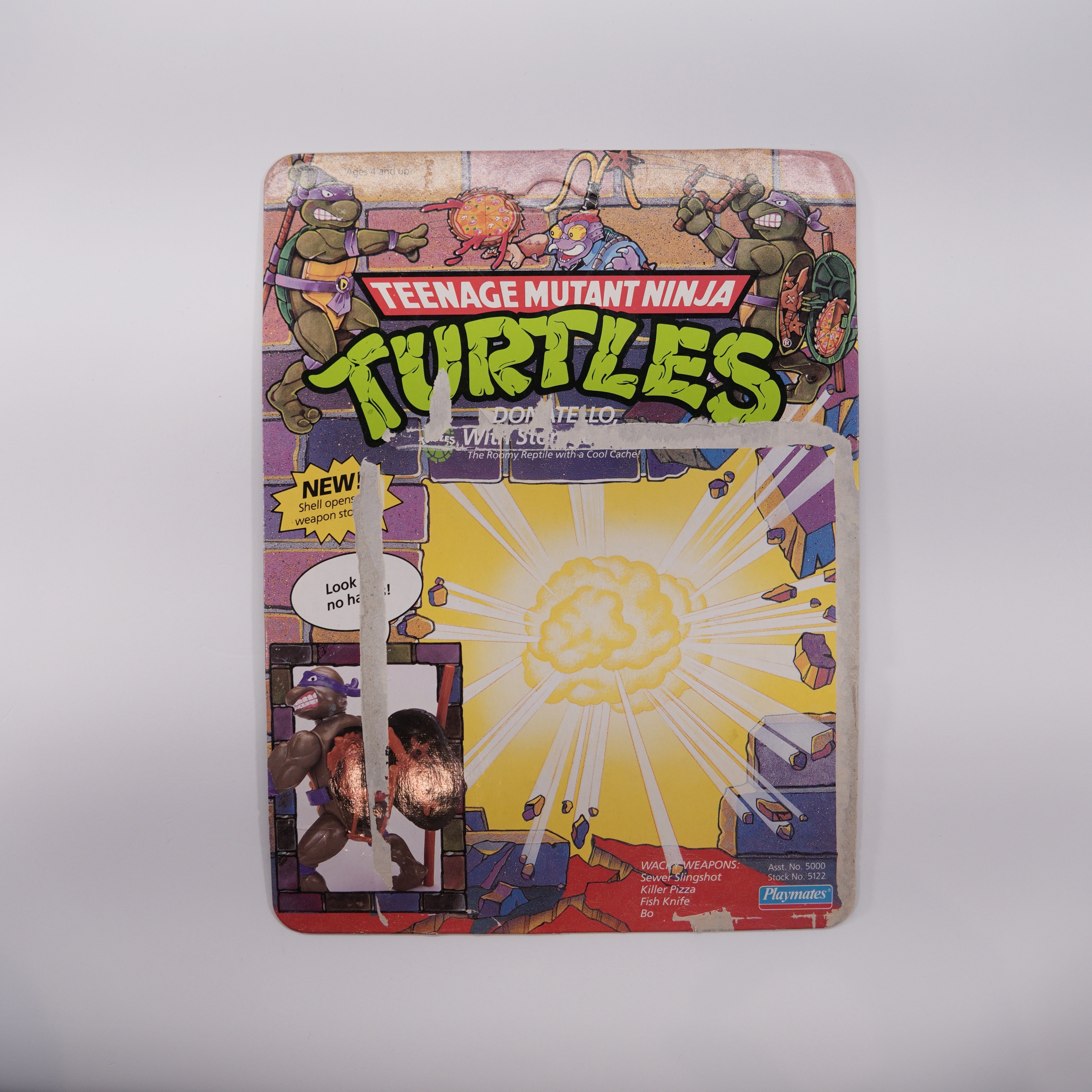 1991 Leonardo Storage Shell TMNT Complete with Figure, Accessories, and Unpunched Cardback