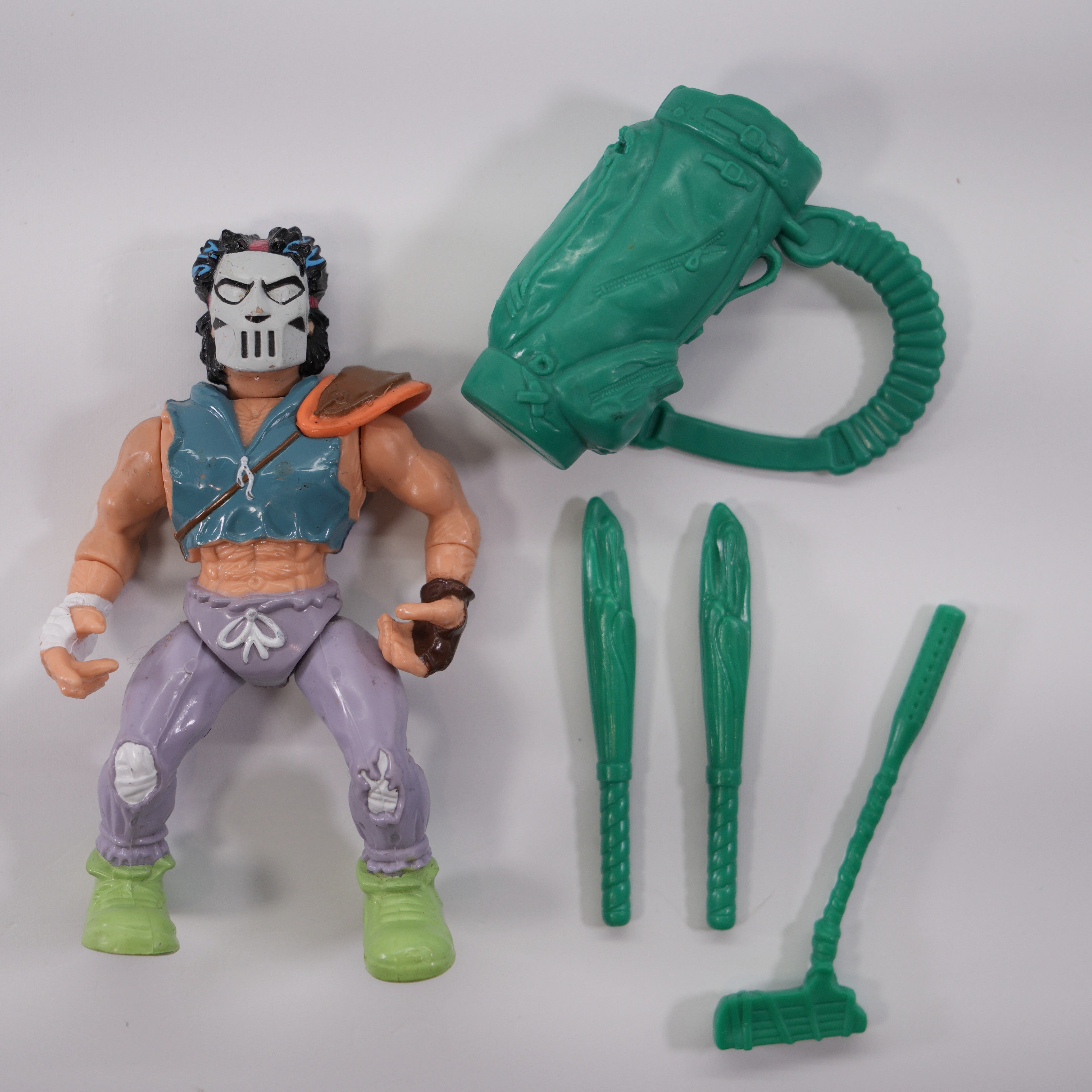 1989 Casey Jones TMNT Complete with Figure, Accessories, and Unpunched Cardback