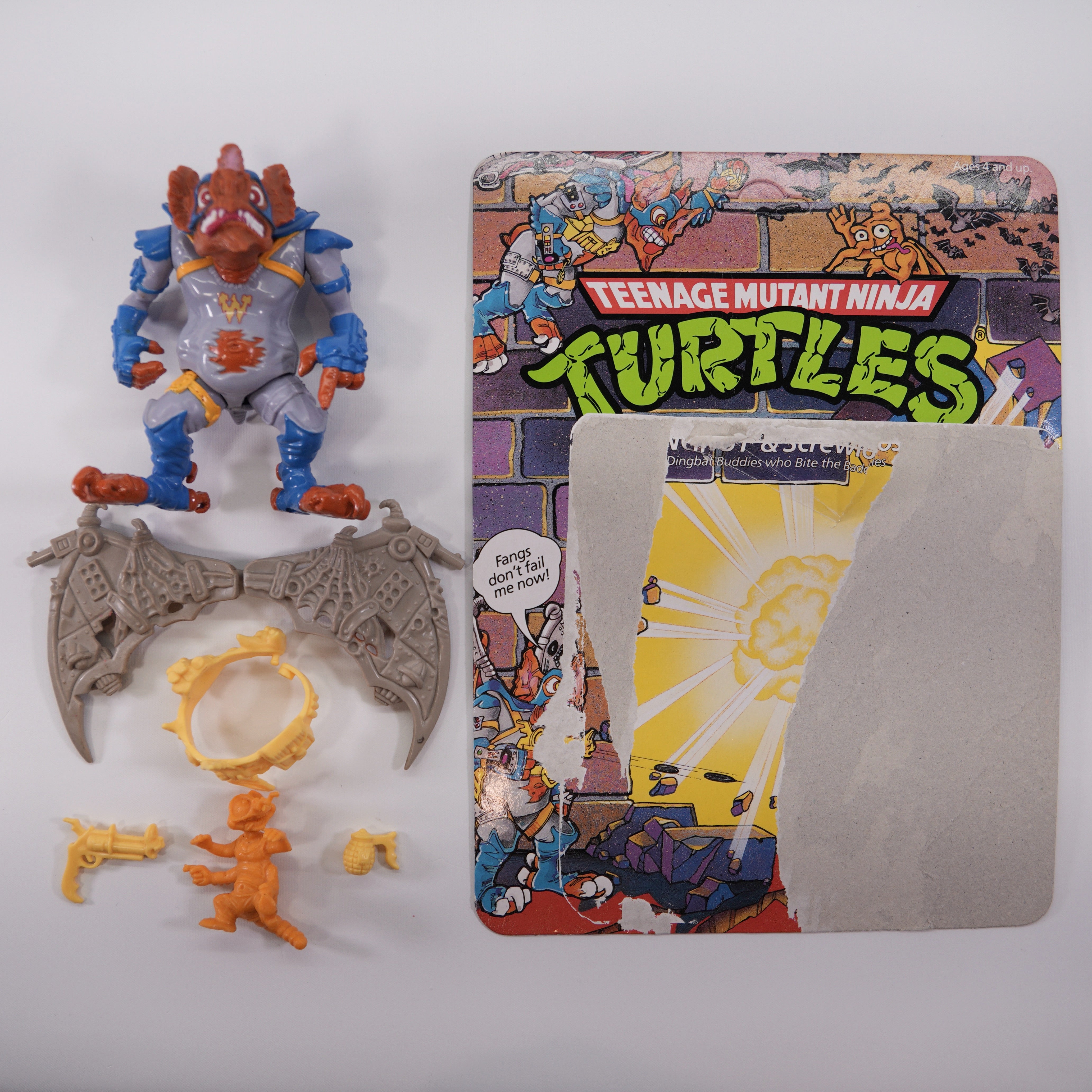 1990 Wingnut TMNT Complete with Figure, Accessories, and Unpunched Cardback