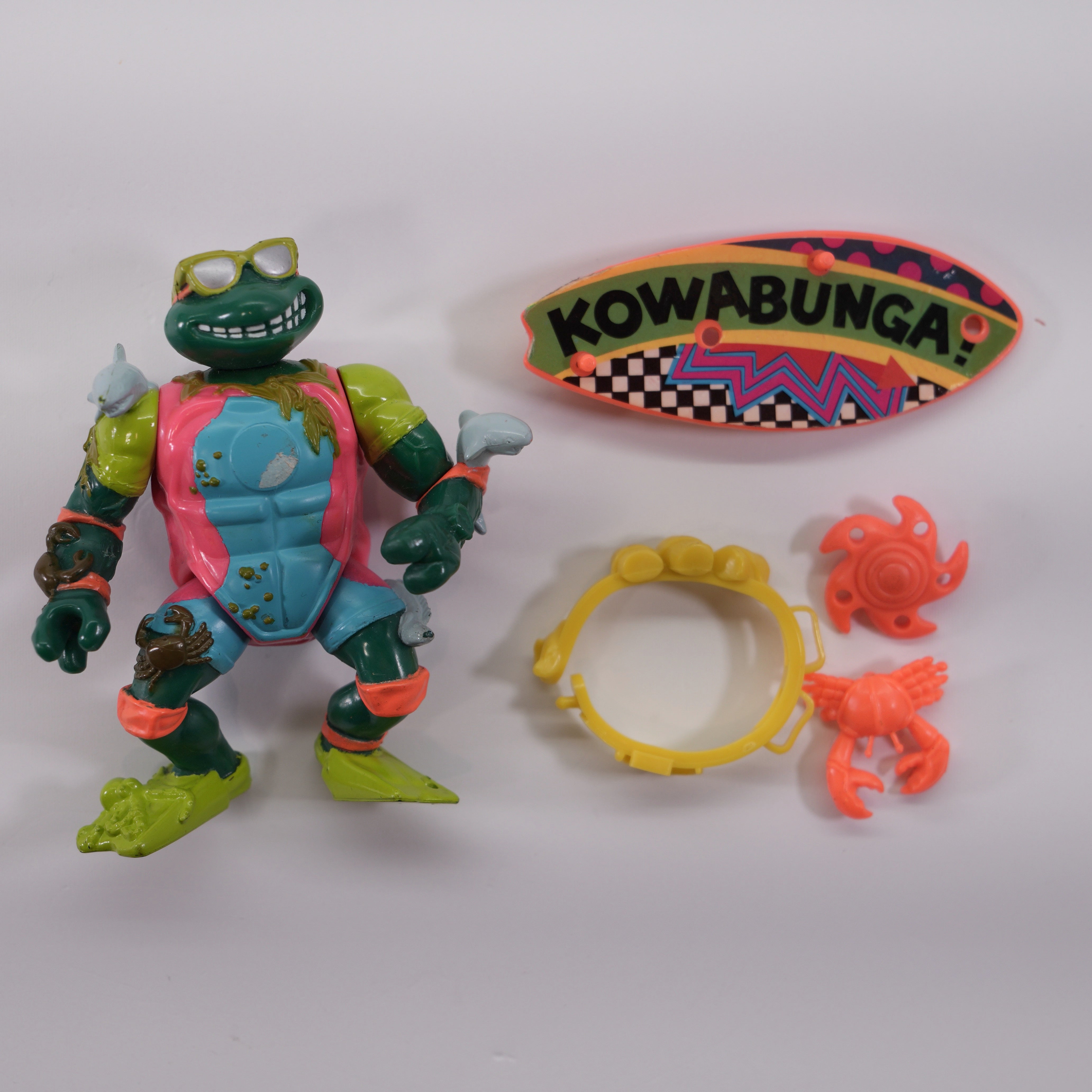 1990 Mike, The Sewer Surfer TMNT Complete with Figure, Accessories, and Full Cardback