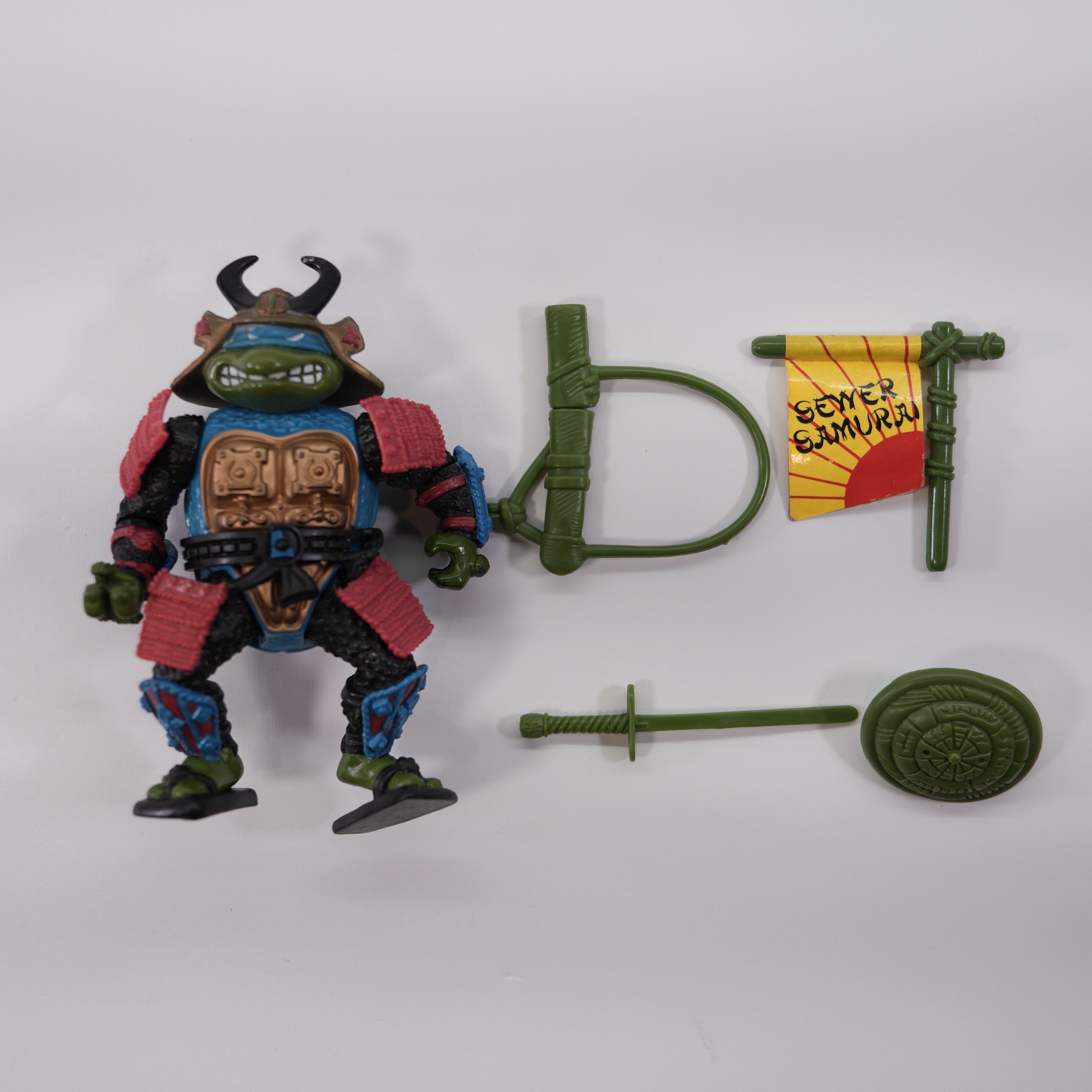 1990 Leo, The Sewer Samurai TMNT Complete with Figure, Accessory, and Full Cardback