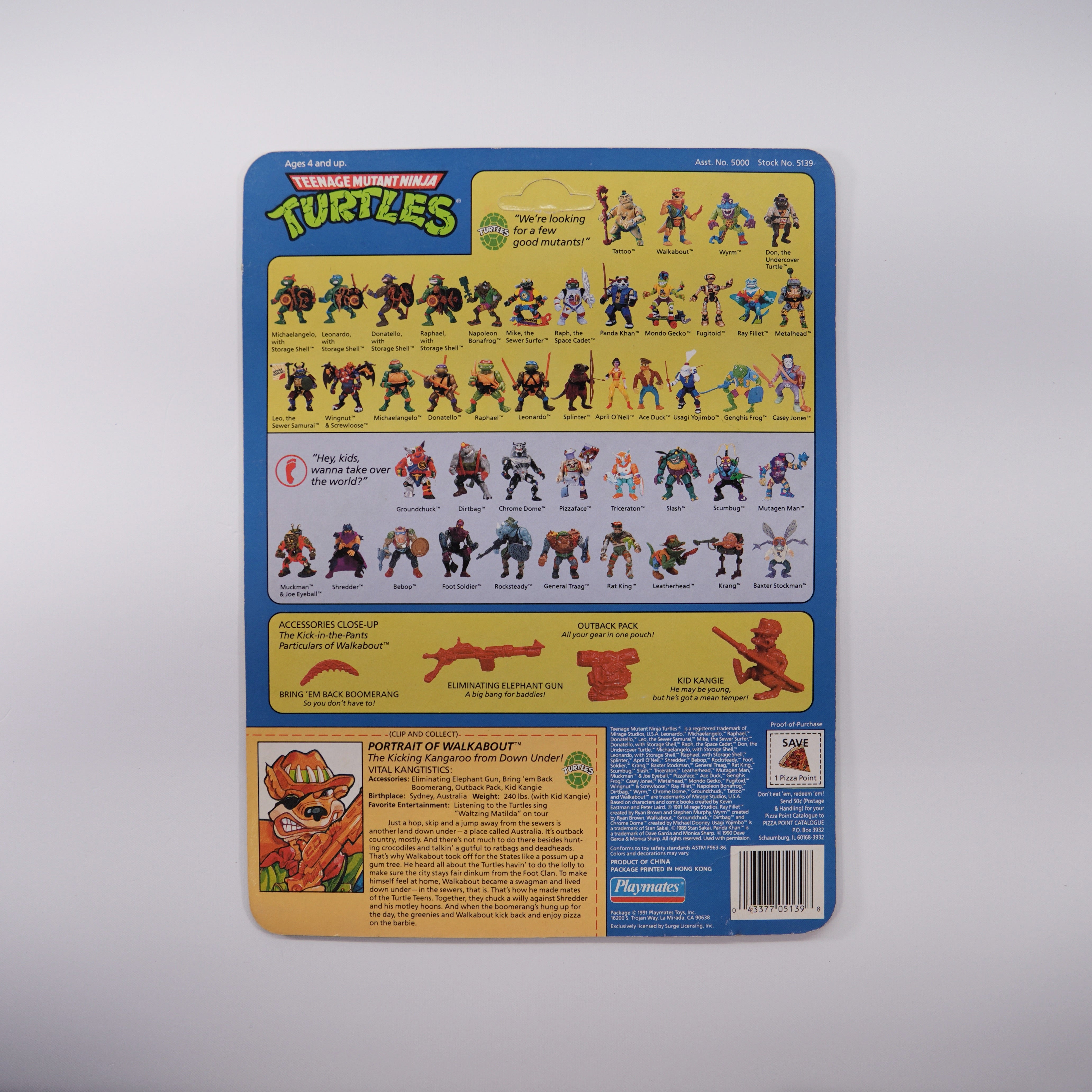 1991 Walkabout TMNT Complete with Figure, Accessories, and Unpunched Cardback