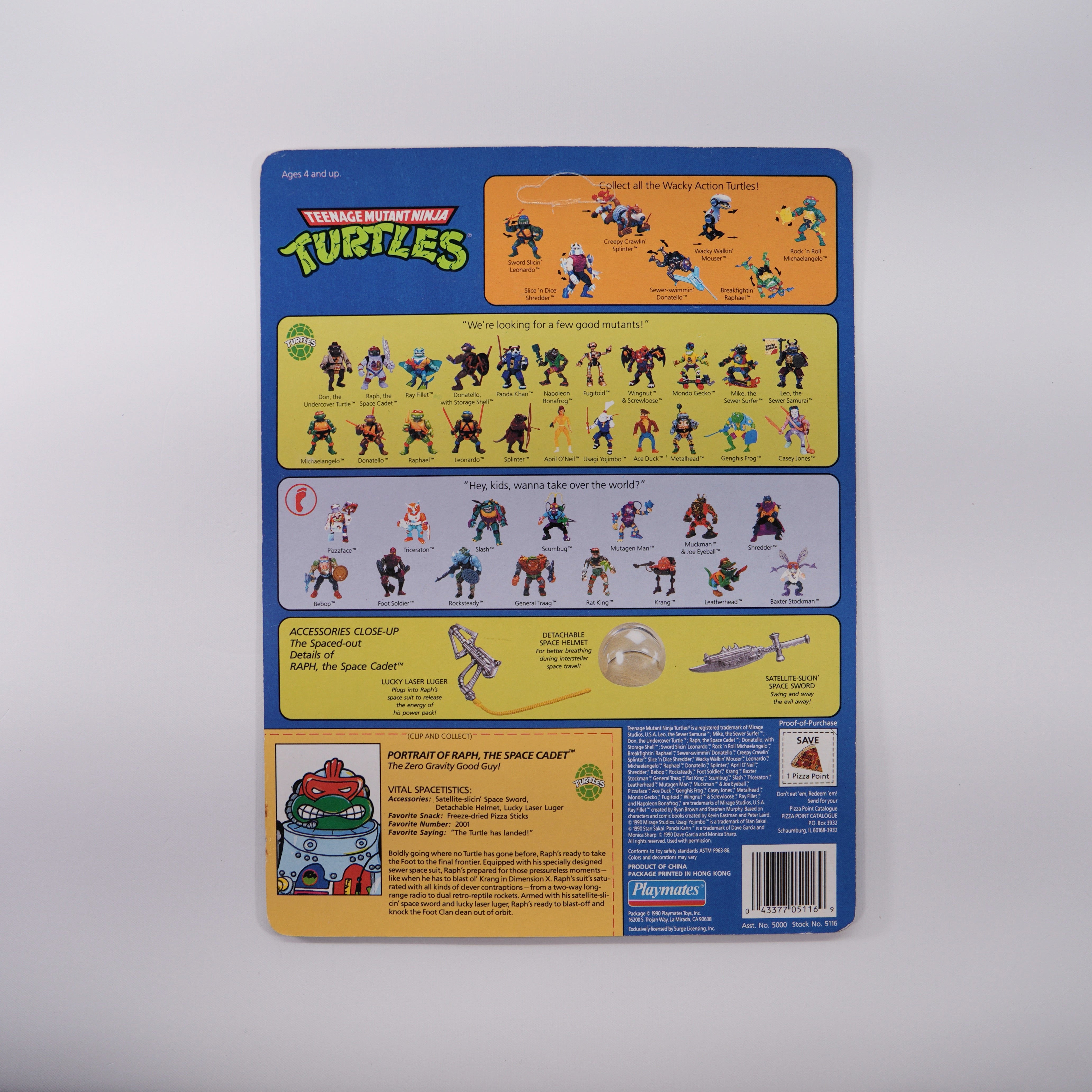 1990 Raph, The Space Cadet TMNT Complete with Figure, Accessories, and Full Cardback