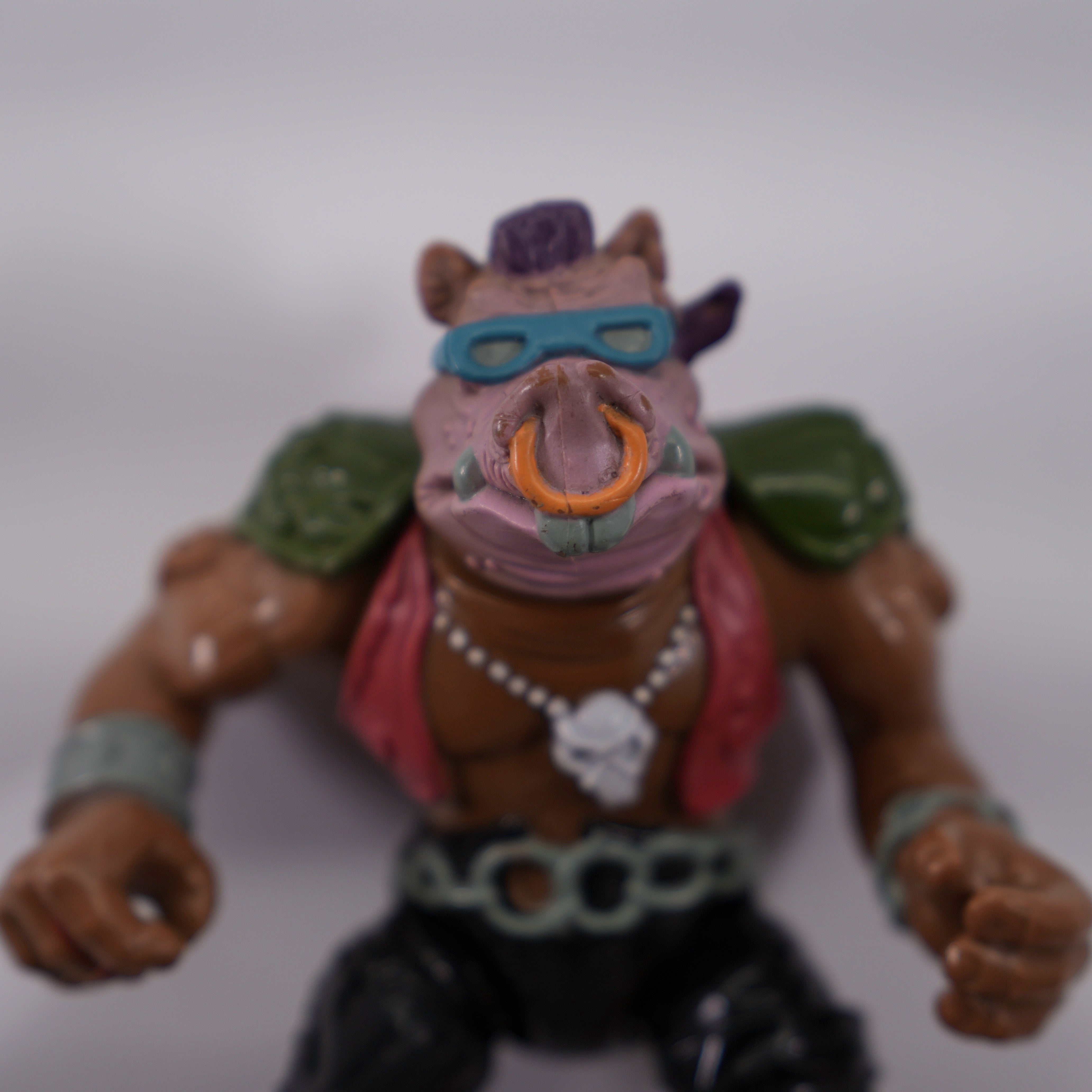 1988 Bebop Hard Head TMNT Complete with Figure, Accessories, and Unpunched Cardback