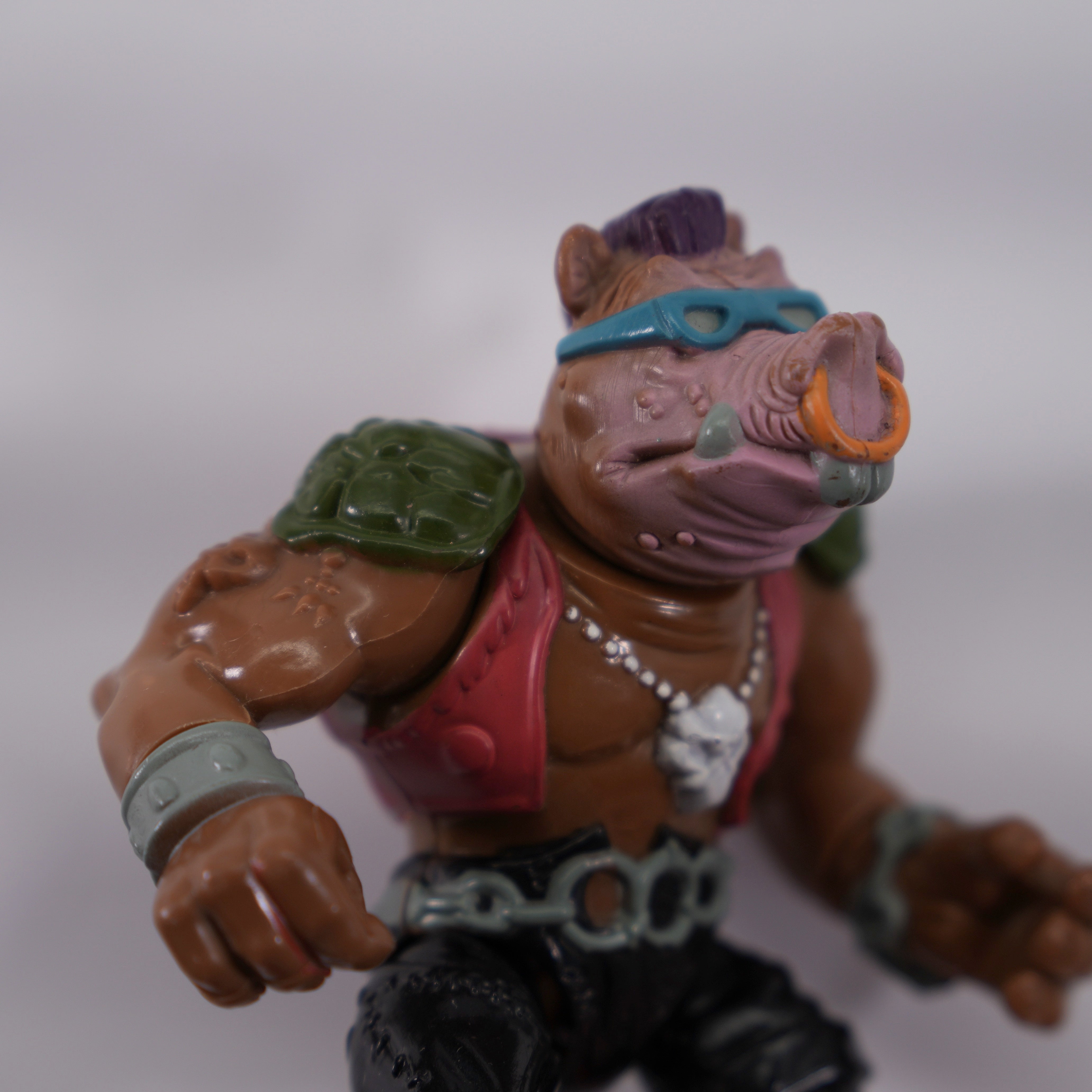 1988 Bebop Hard Head TMNT Complete with Figure, Accessories, and Unpunched Cardback