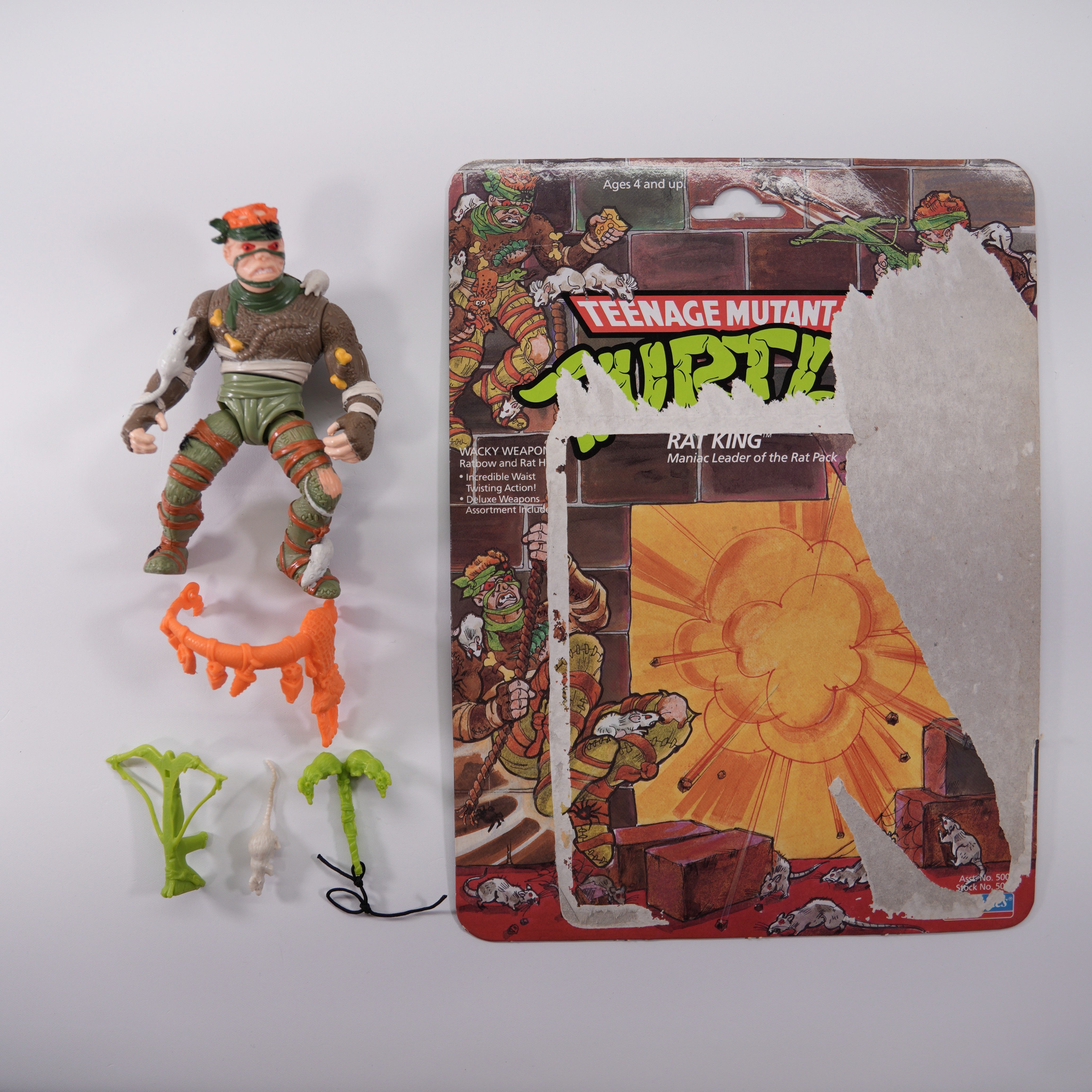 1989 Rat King TMNT Complete with Figure, Accessories, and Full Cardback