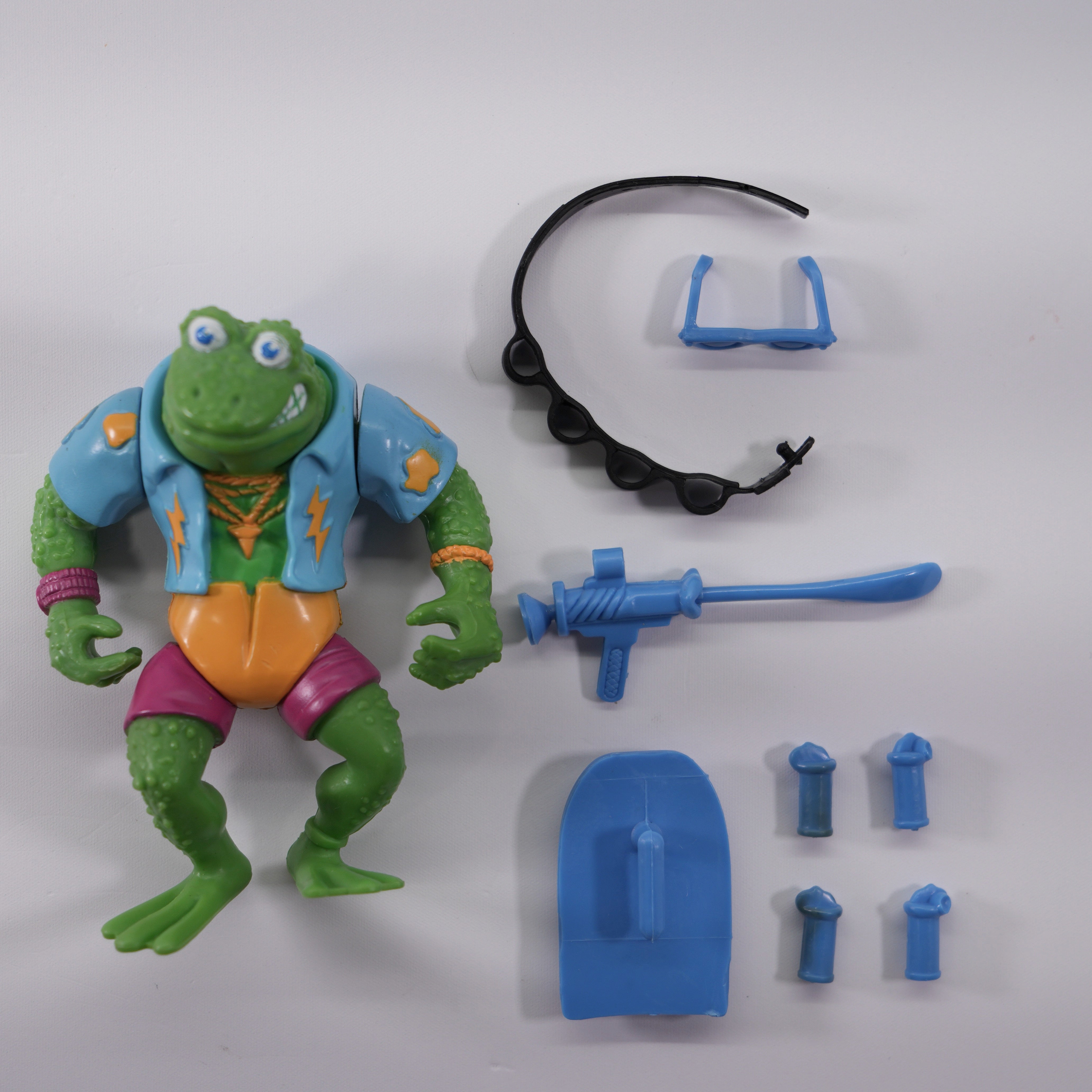 1989 Genghis Frog TMNT Complete with Figure, Accessories, and Unpunched Cardback