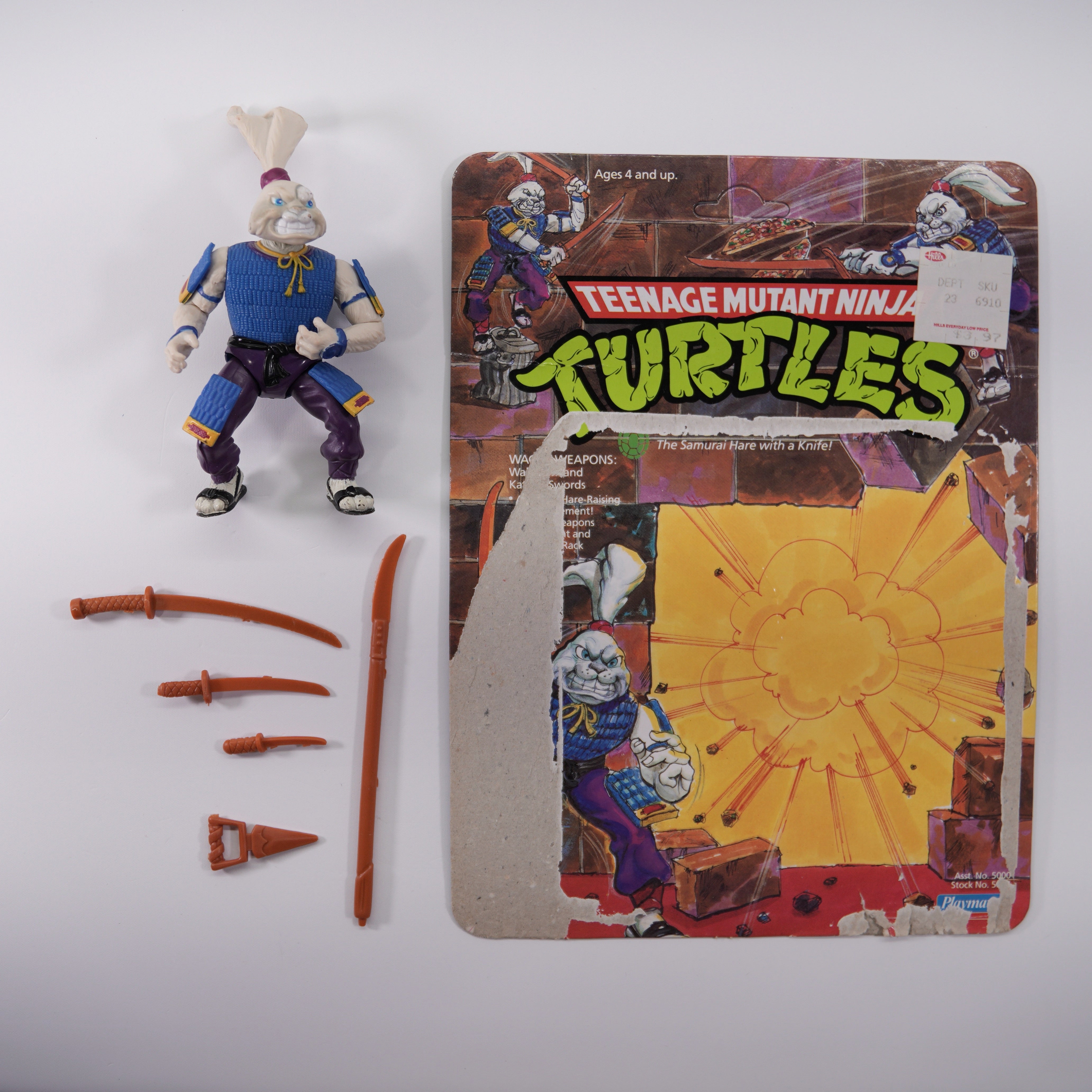 1989 Usagi Yojimbo TMNT Complete with Figure, Accessories, and Unpunched Cardback