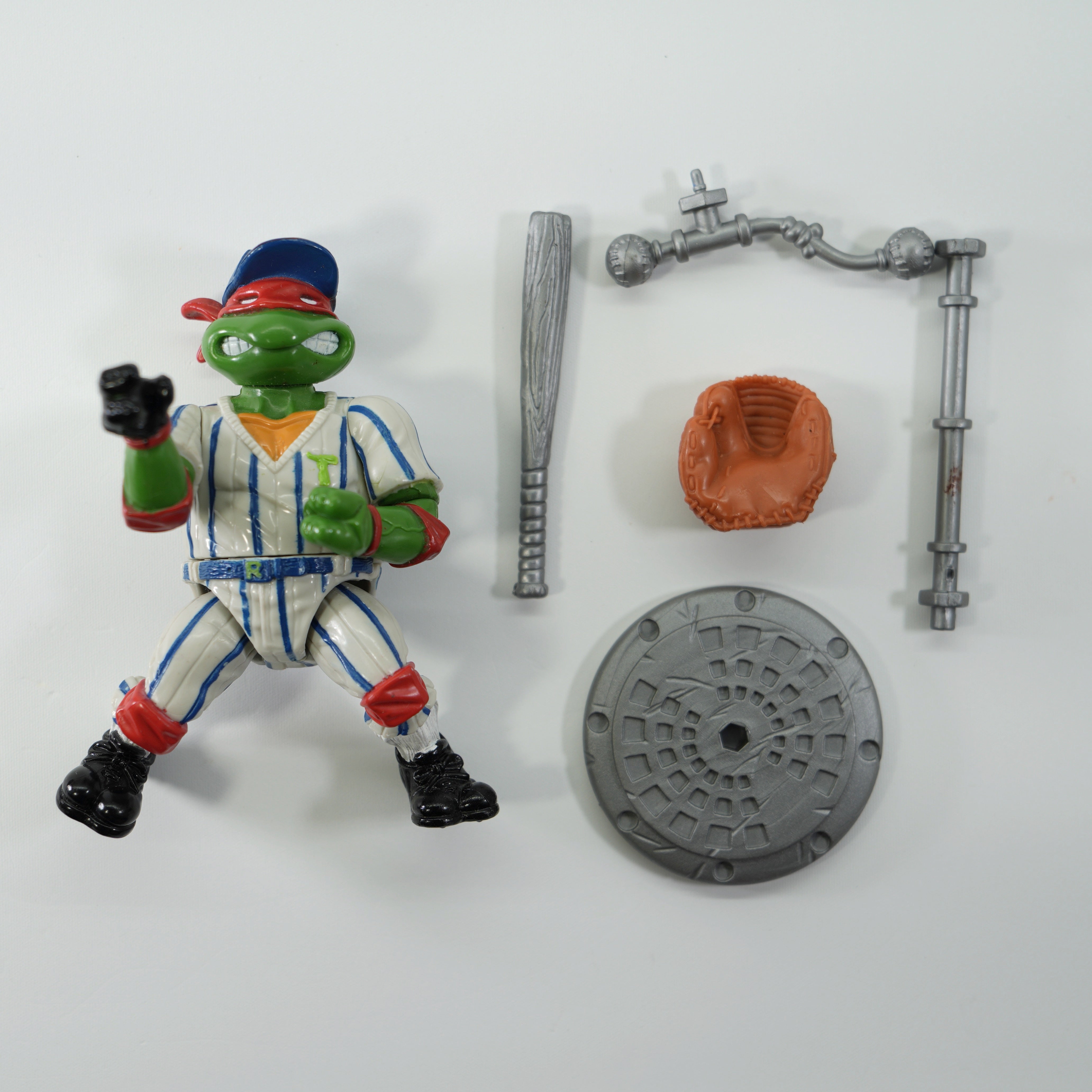 1991 Grandslammin' Raph TMNT Complete with Figure, Accessories, and Cardback