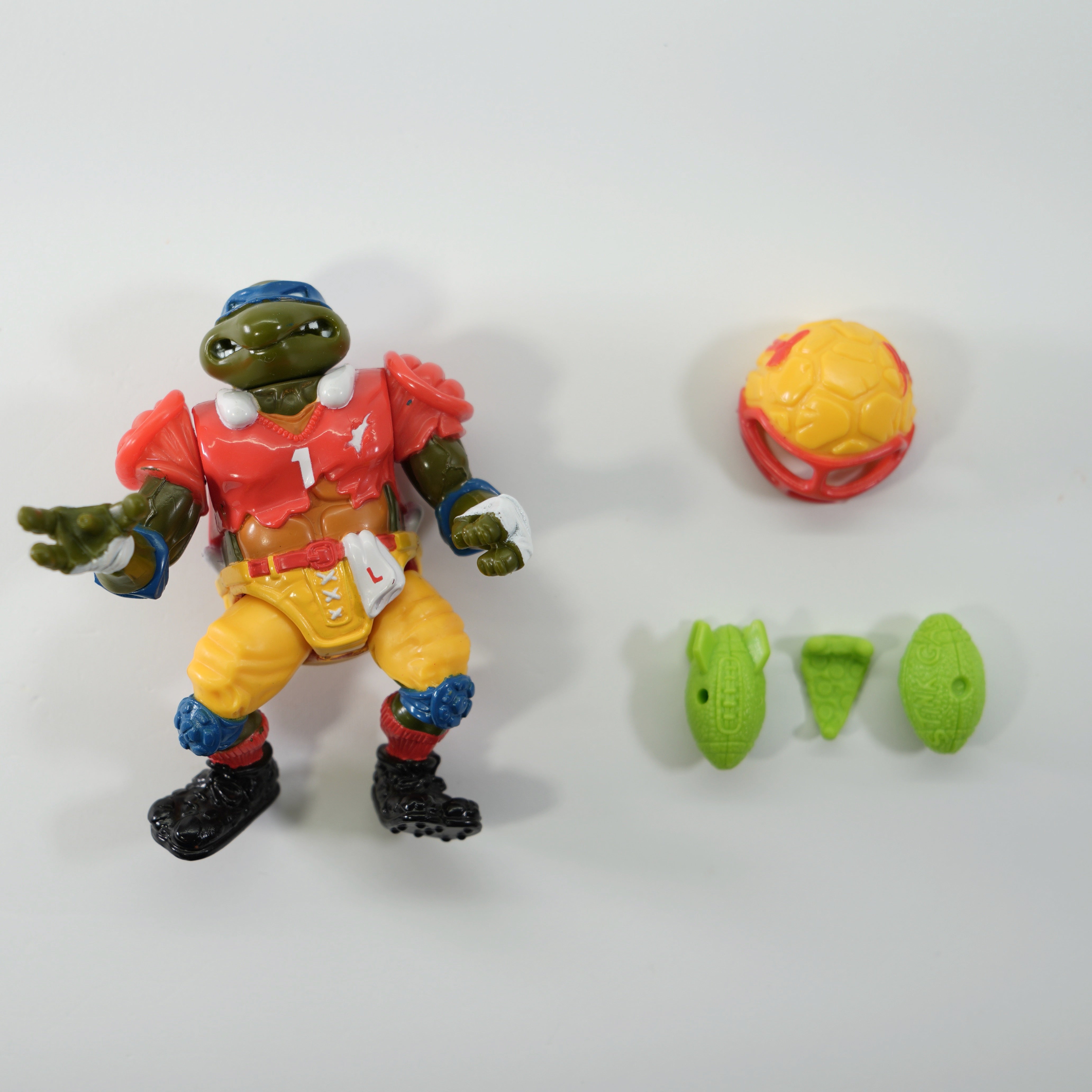 1991 T.D. Tossin' Leo TMNT Complete with Figure, Accessories, and Cardback