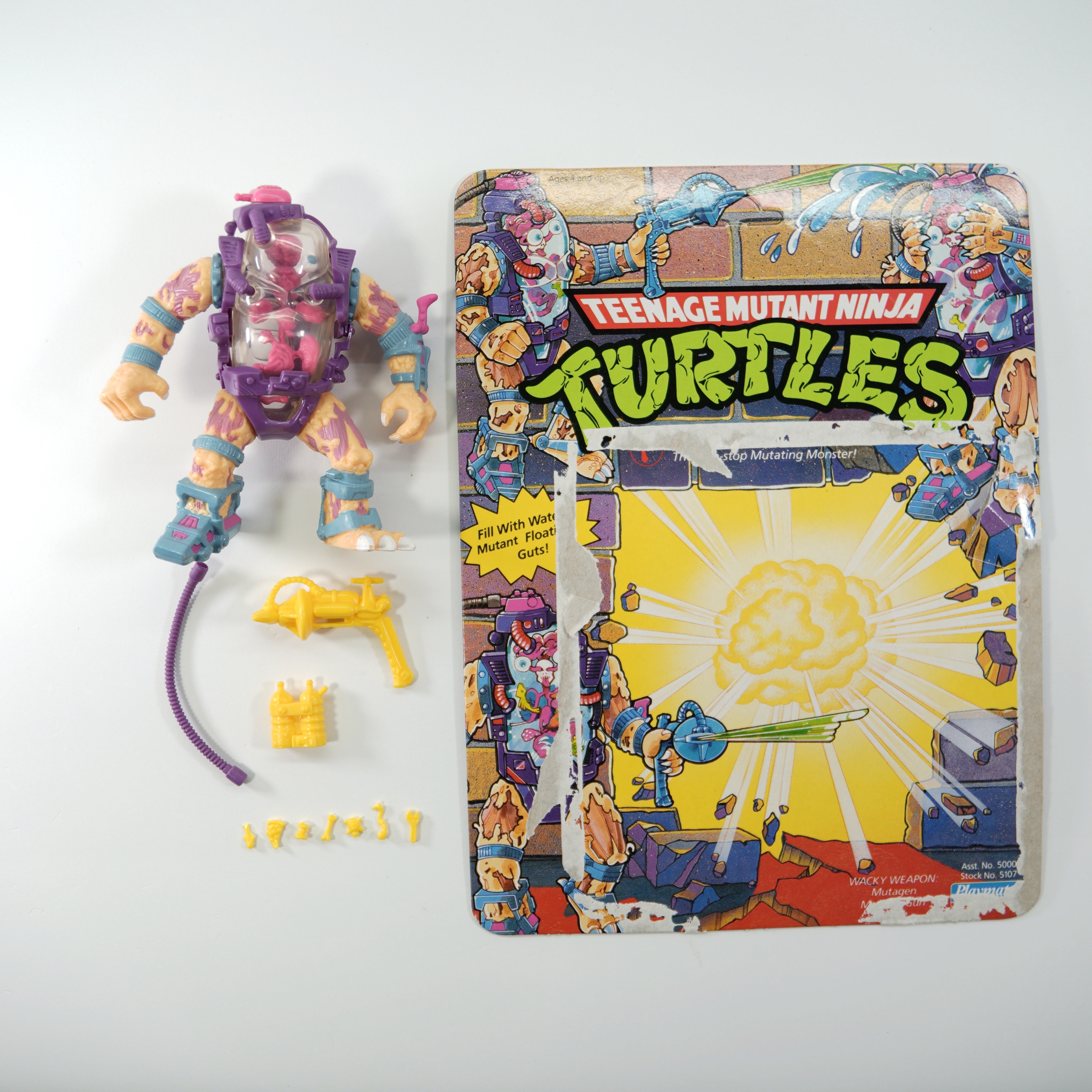 1990 Mutagen Man TMNT Complete with Figure, Accessories, and Unpunched Cardback