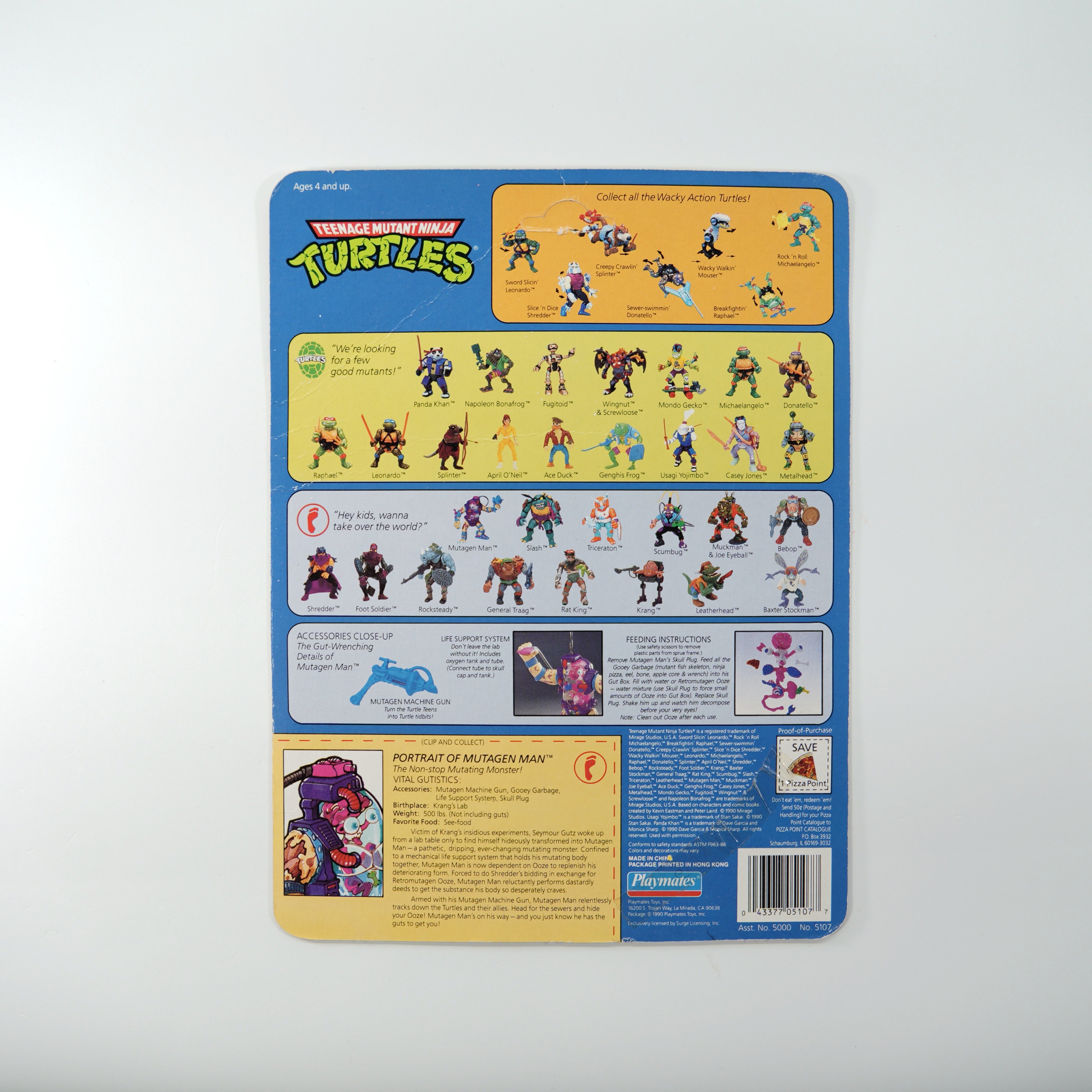 1990 Mutagen Man TMNT Complete with Figure, Accessories, and Unpunched Cardback