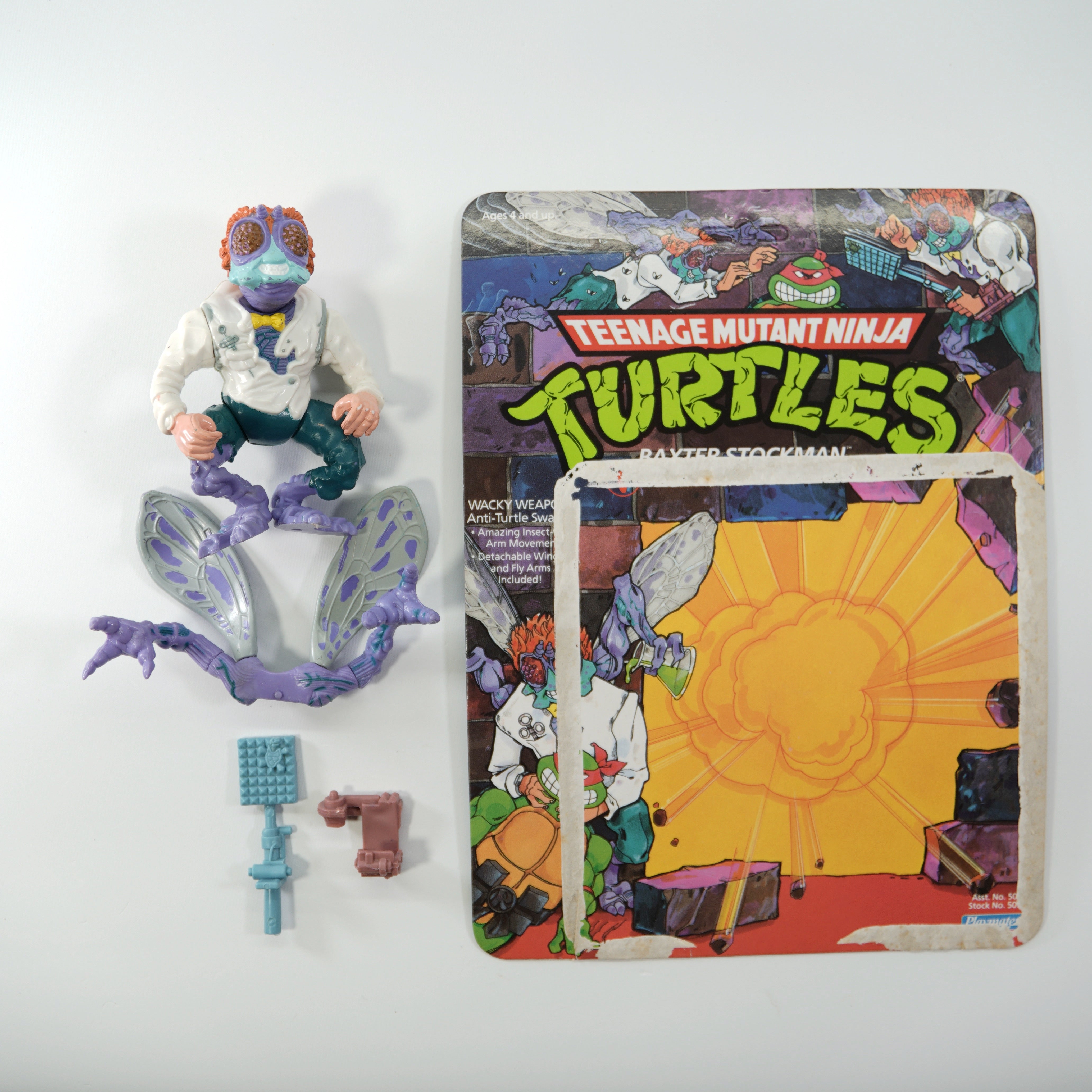 1989 Baxter Stockman TMNT Complete with Figure, Accessories, and Unpunched Cardback