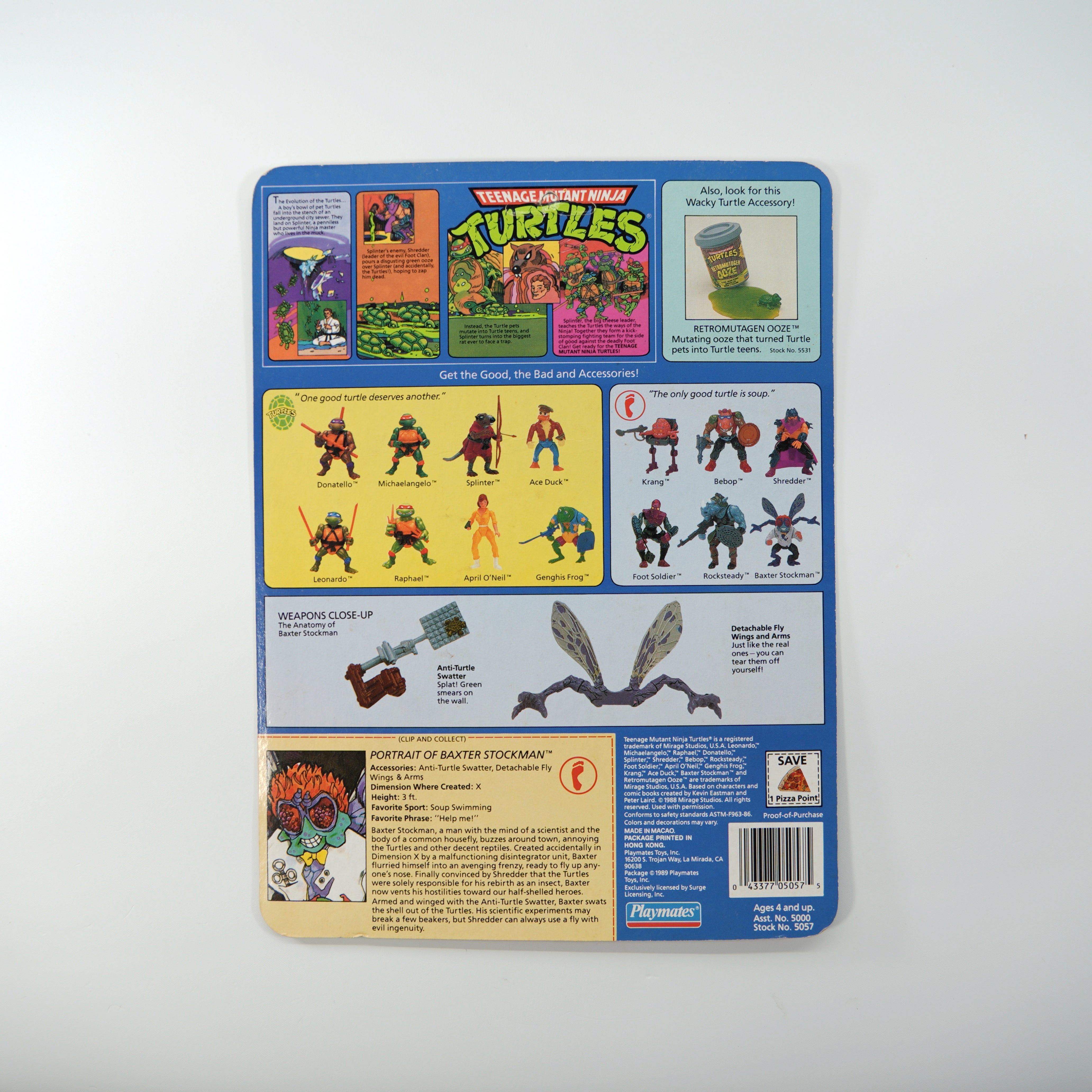 1989 Baxter Stockman TMNT Complete with Figure, Accessories, and Unpunched Cardback