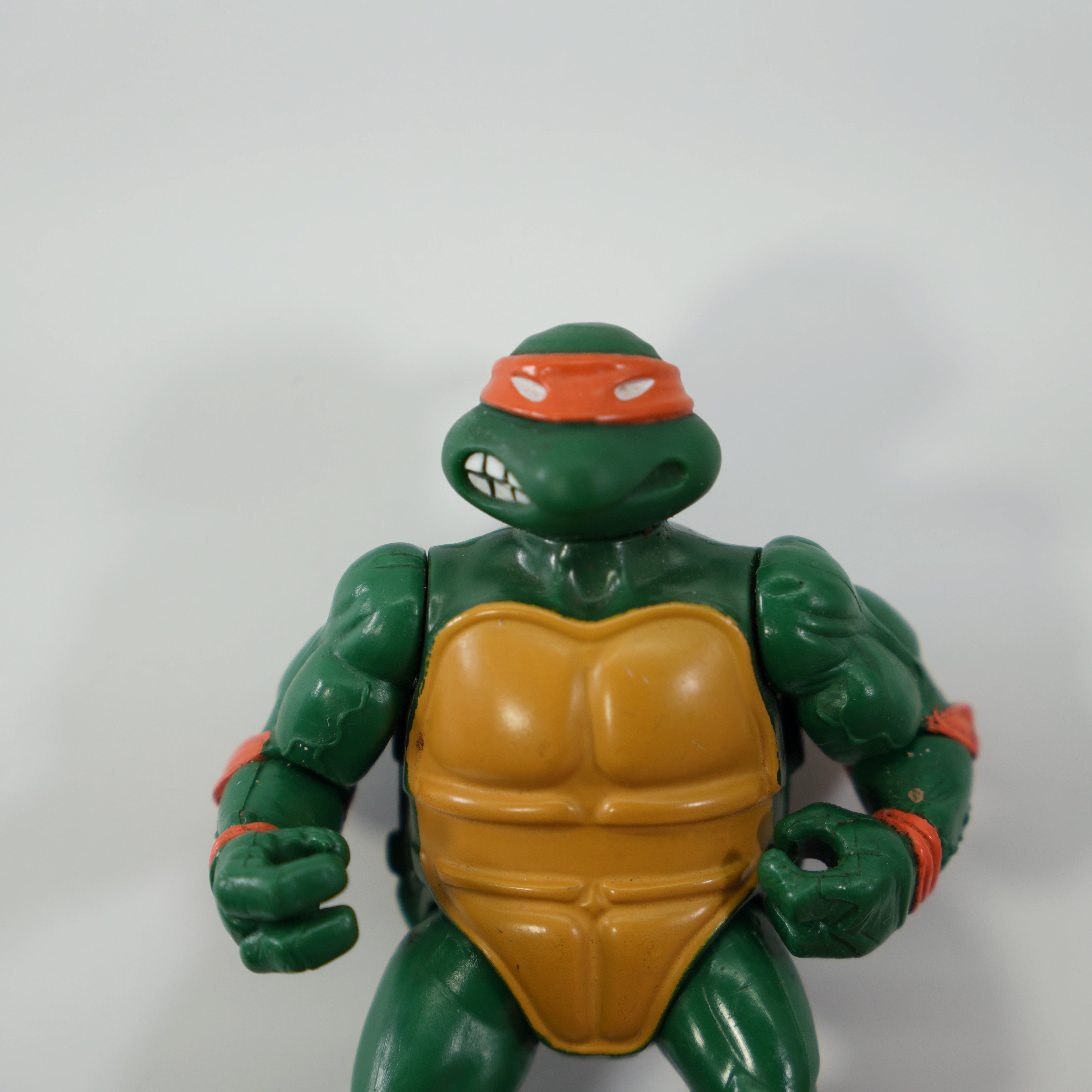 1988 Michaelangelo Soft Head TMNT Complete with Figure, Accessories, and Unpunched 10 Back Cardback