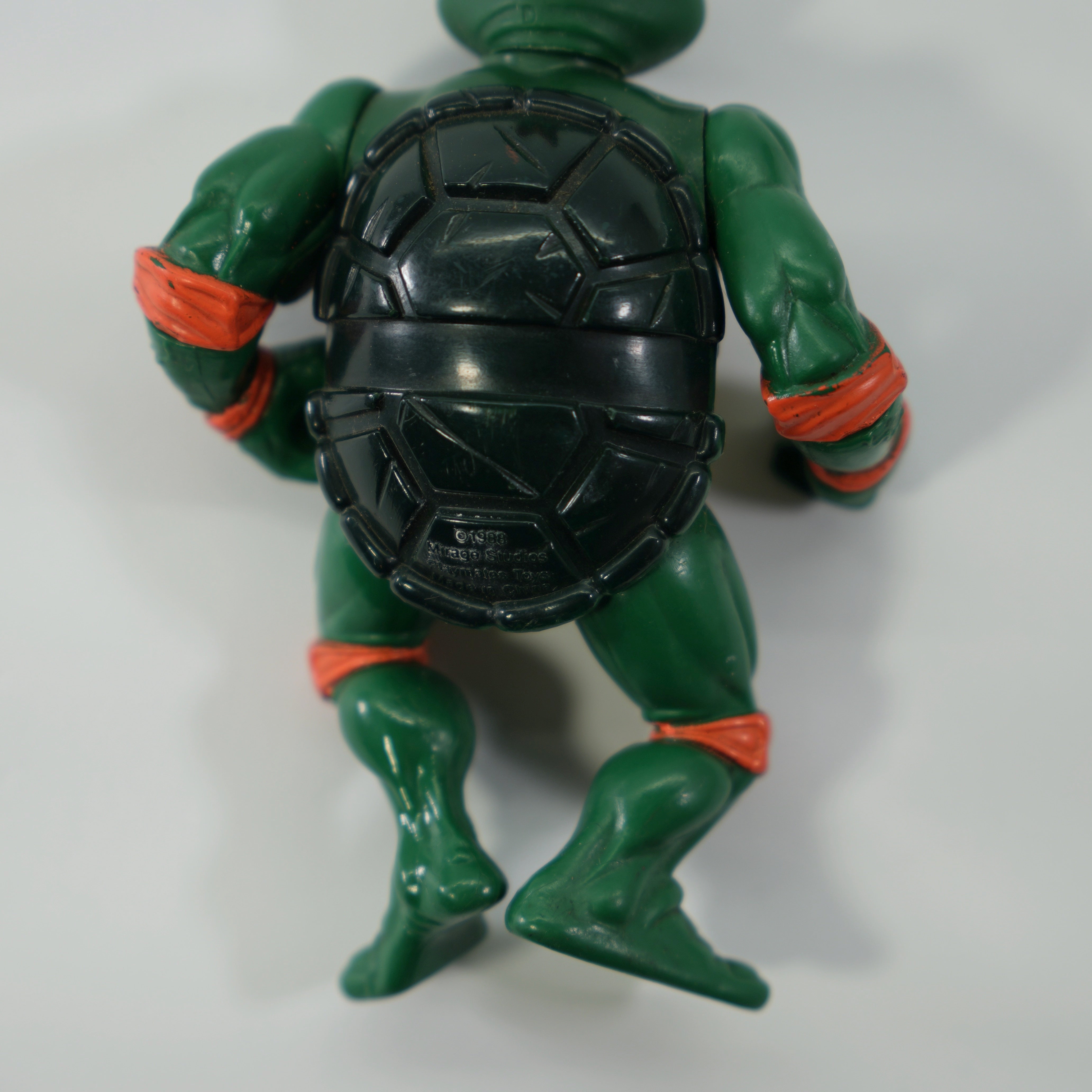 1988 Michaelangelo Soft Head TMNT Complete with Figure, Accessories, and Unpunched 10 Back Cardback