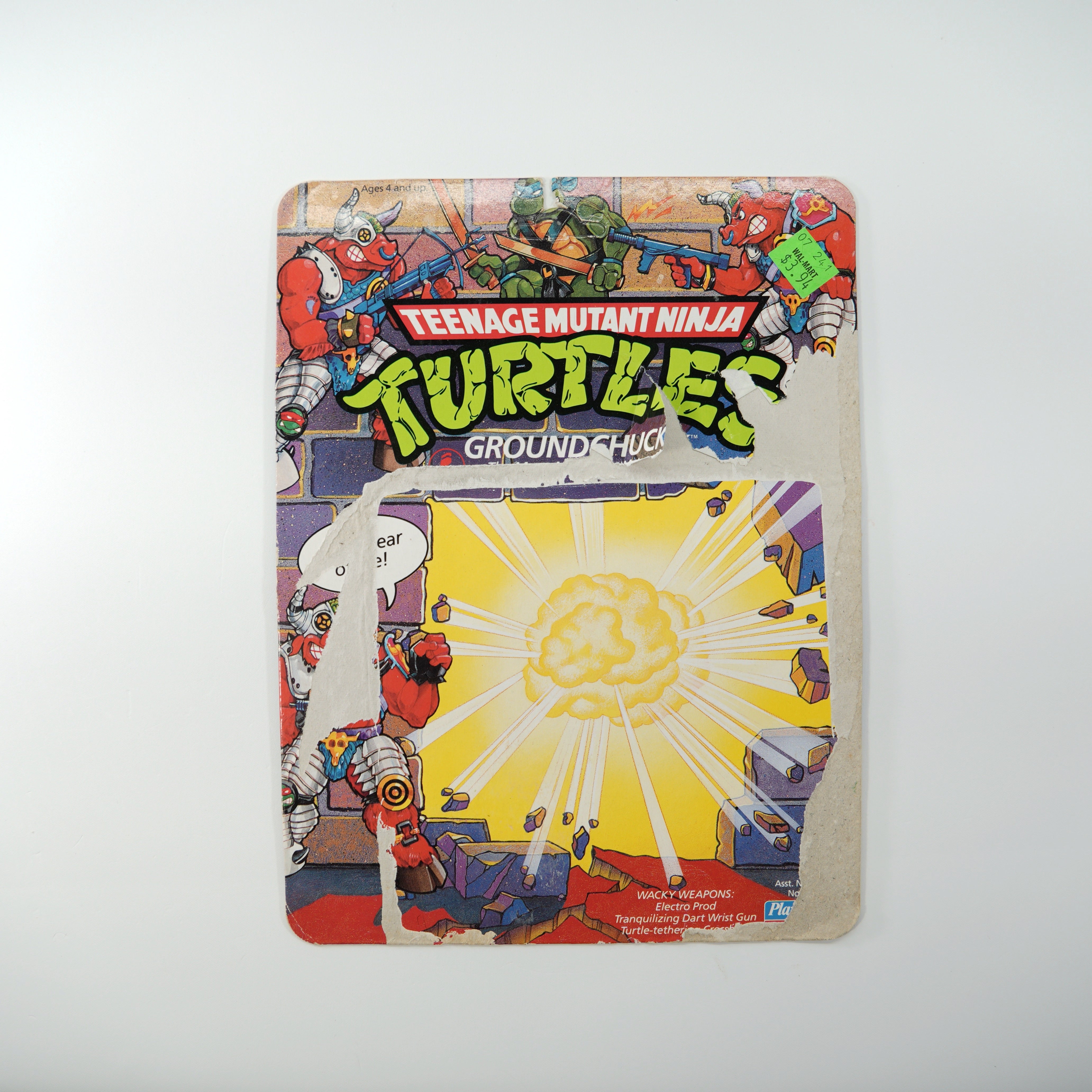 1991 Groundchuck TMNT Complete with Figure, Accessories, and Unpunched Cardback