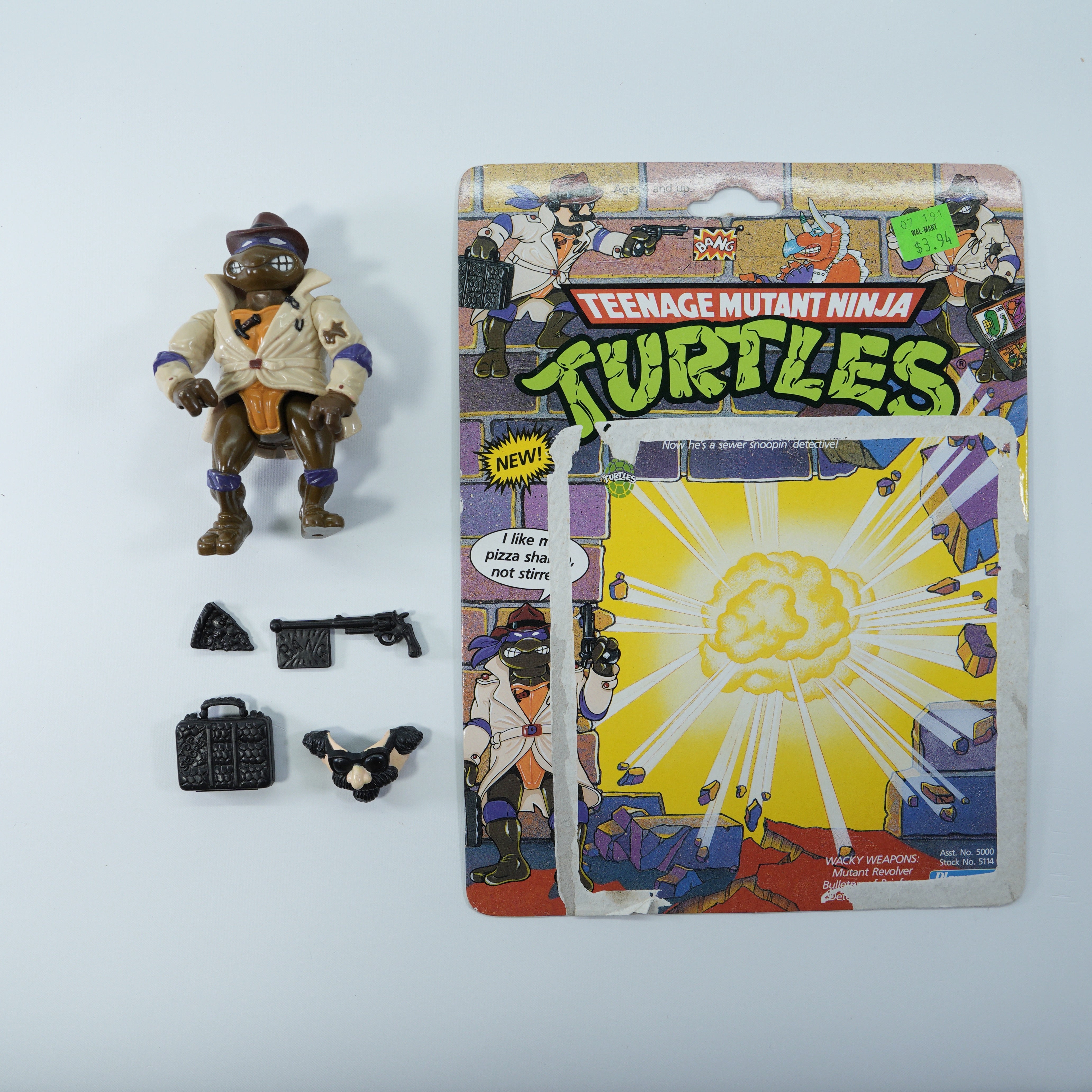 1990 Don, The Undercover Turtle TMNT Complete with Figure, Accessories, and Full Cardback