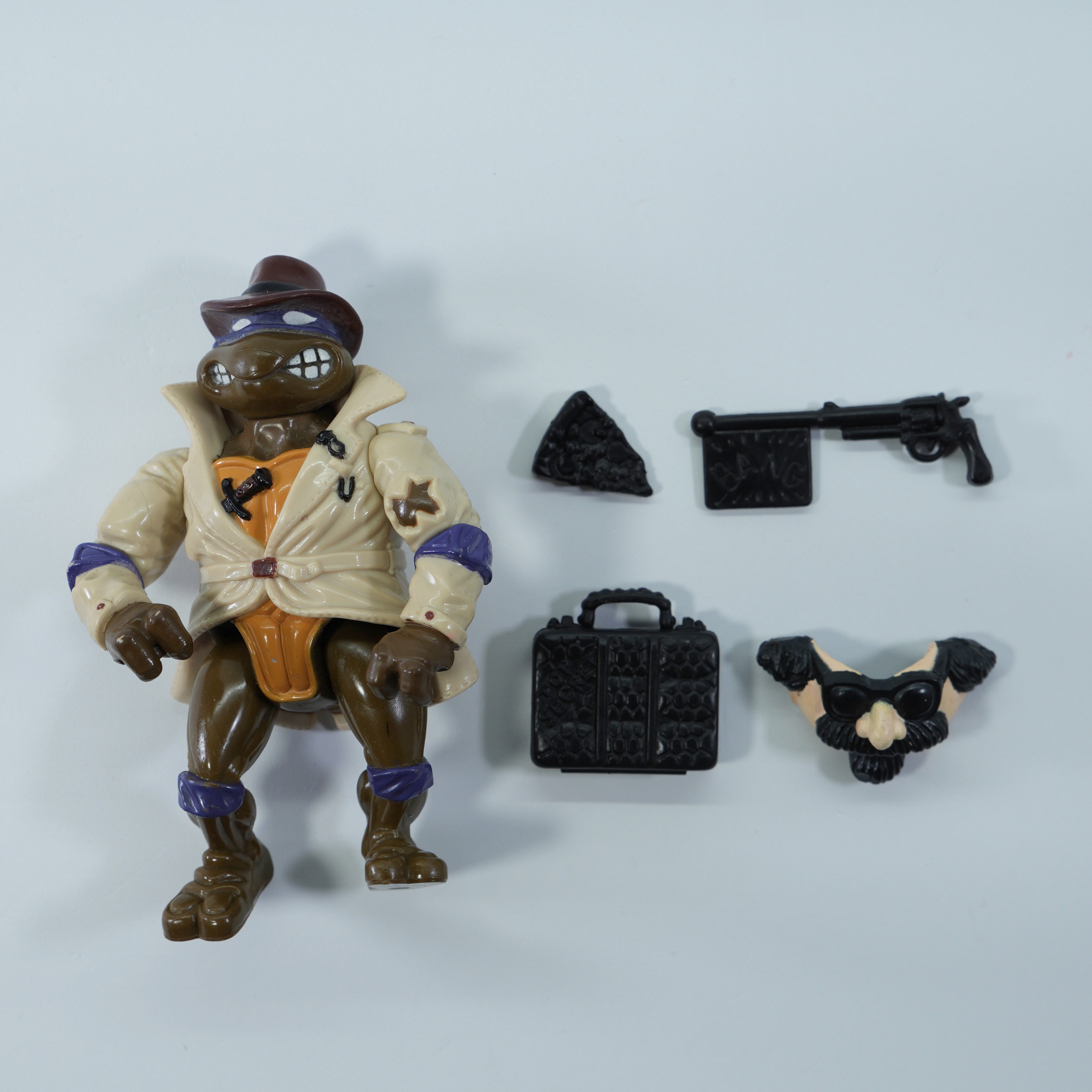 1990 Don, The Undercover Turtle TMNT Complete with Figure, Accessories, and Full Cardback