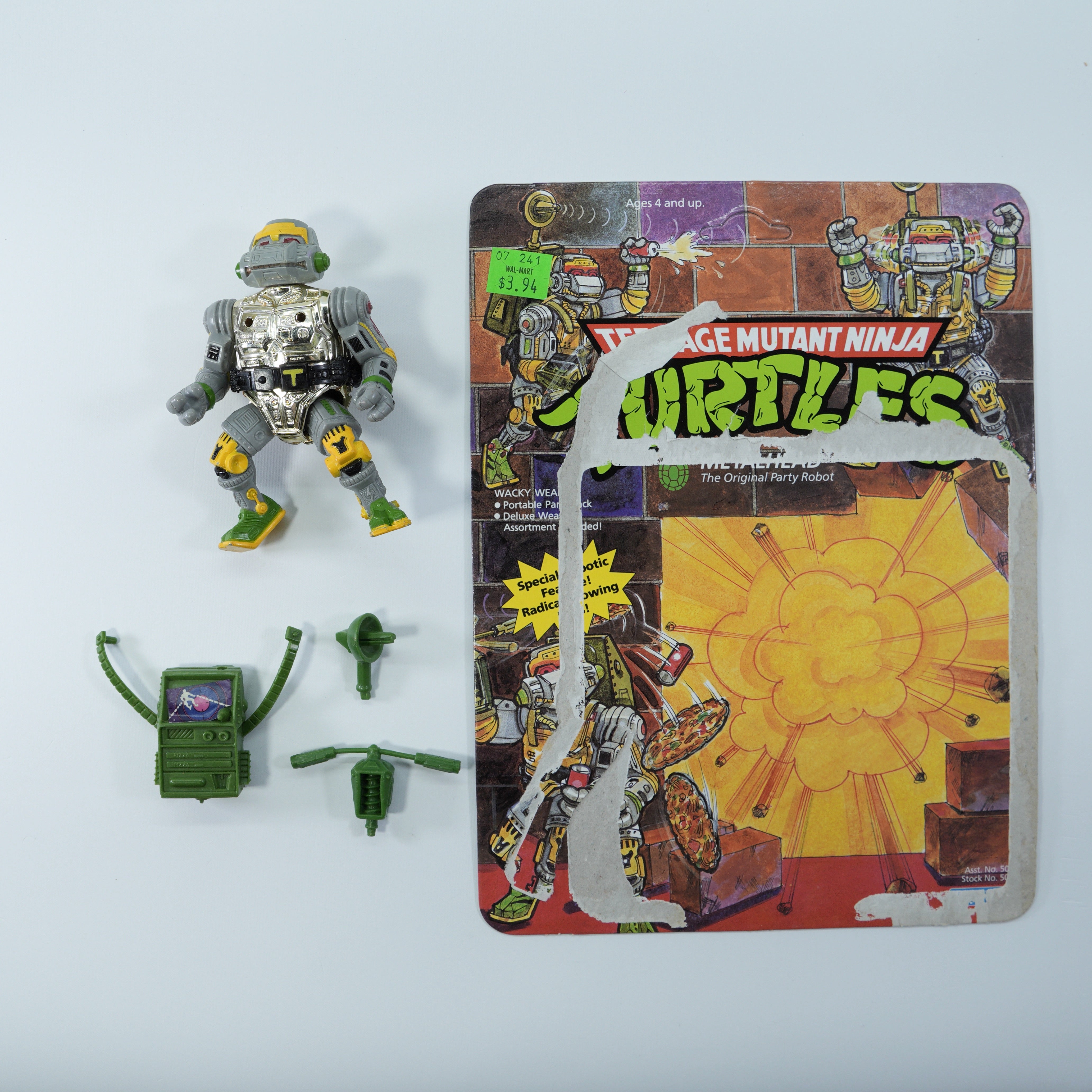 1989 Metalhead TMNT Complete with Figure, Accessories, and Unpunched Cardback