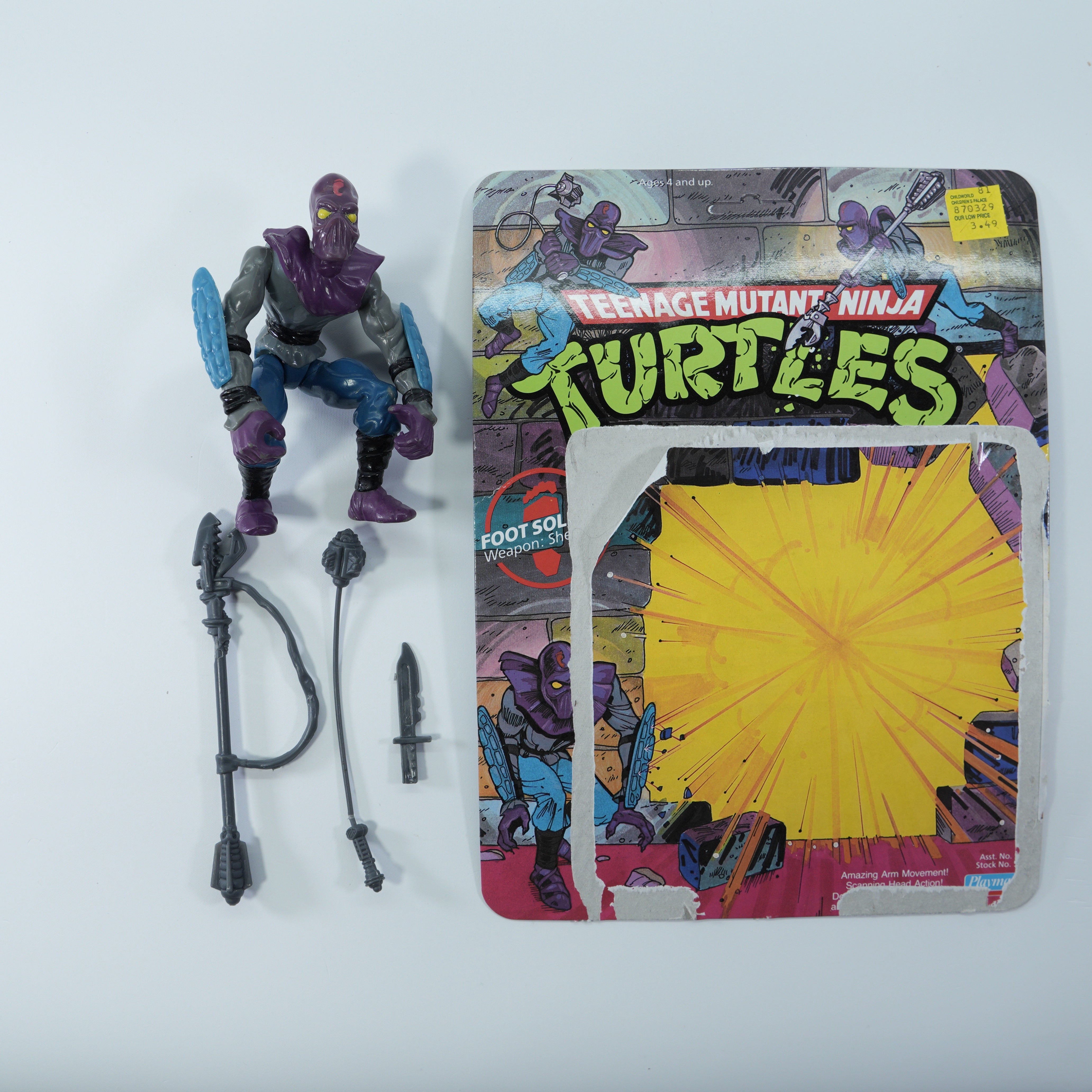 1988 Foot Soldier TMNT Complete with Figure, Accessories, and Unpunched Cardback